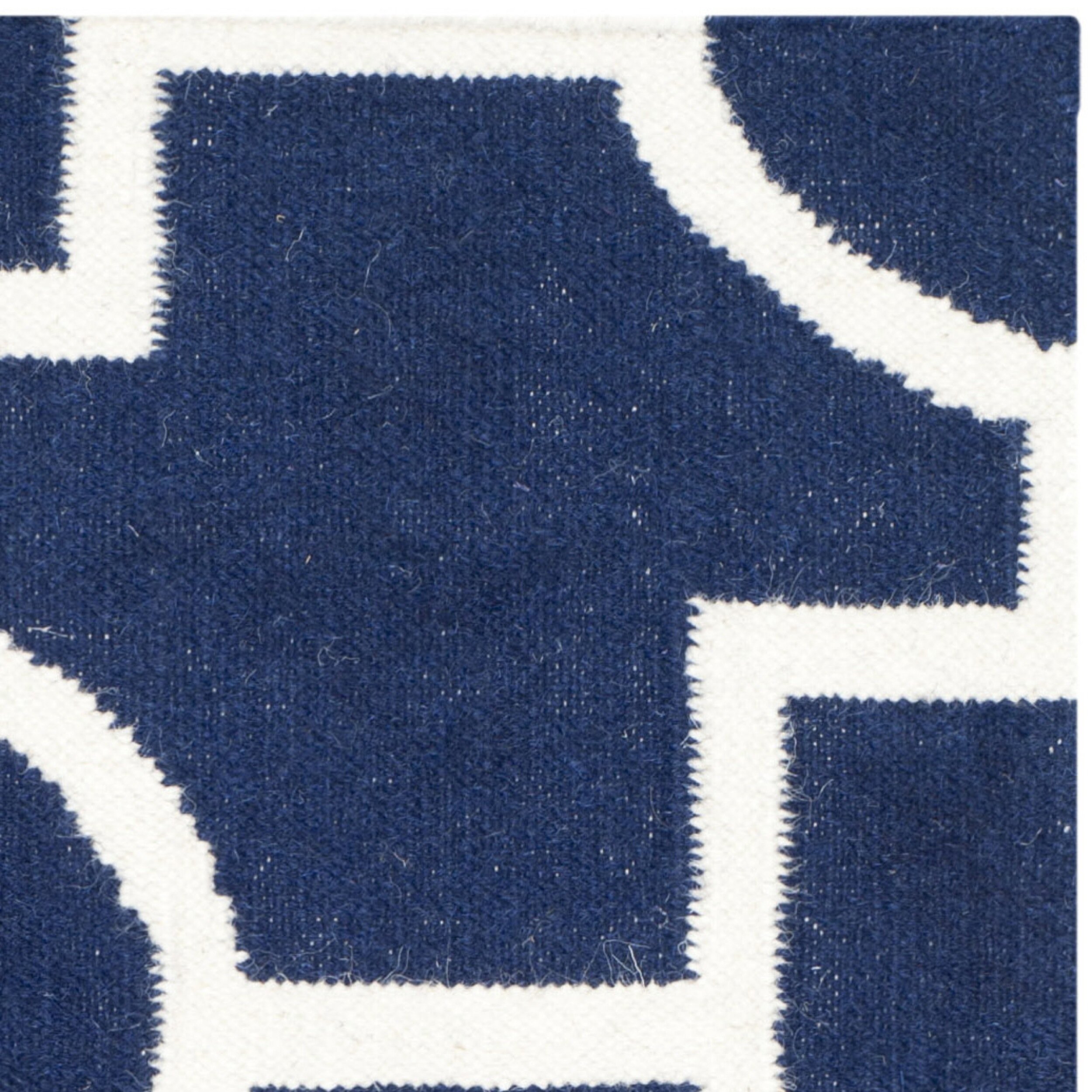 Safavieh Dhurries Navy & White Area Rug | Wayfair