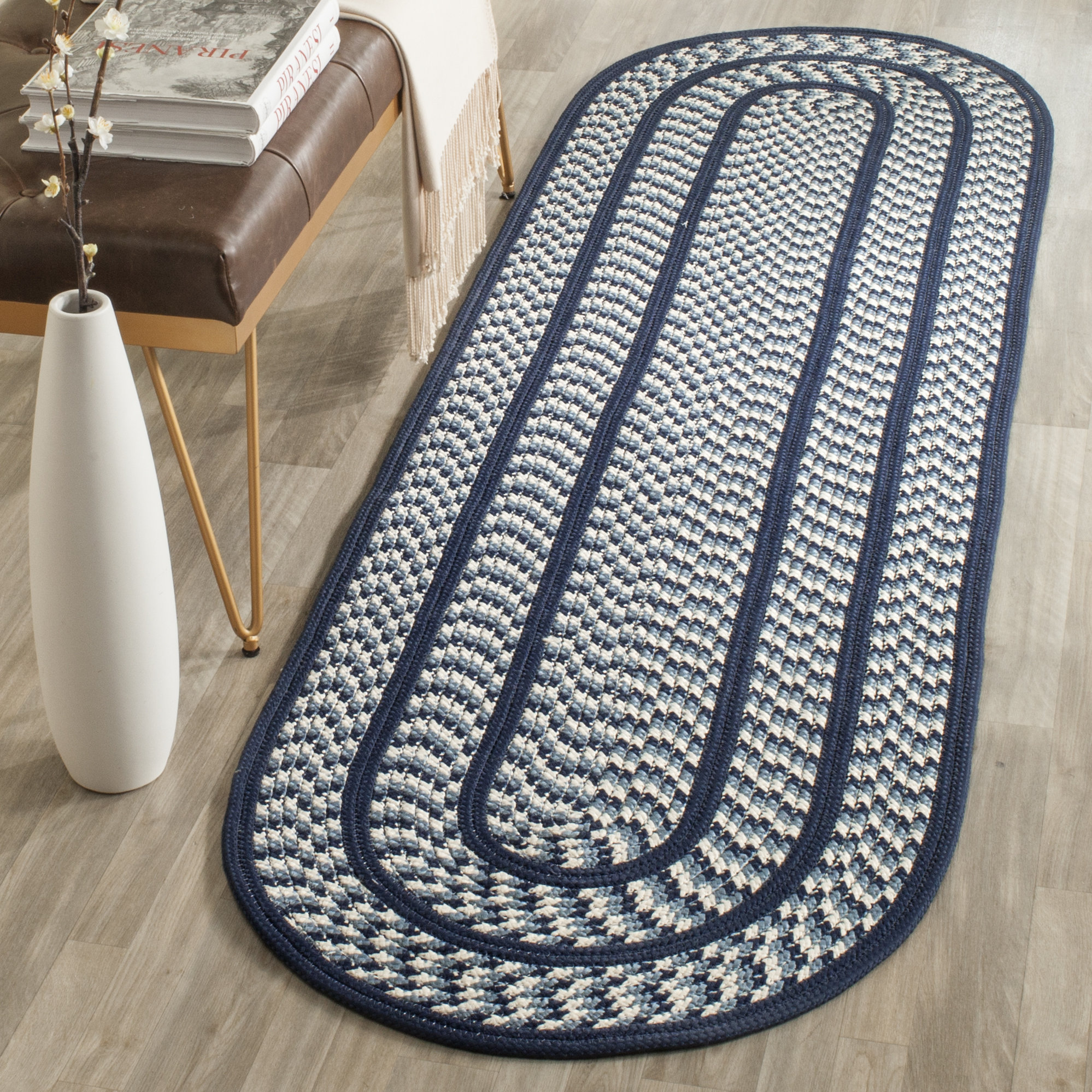 Safavieh Braided Ivory/Navy Contemporary Area Rug & Reviews Wayfair