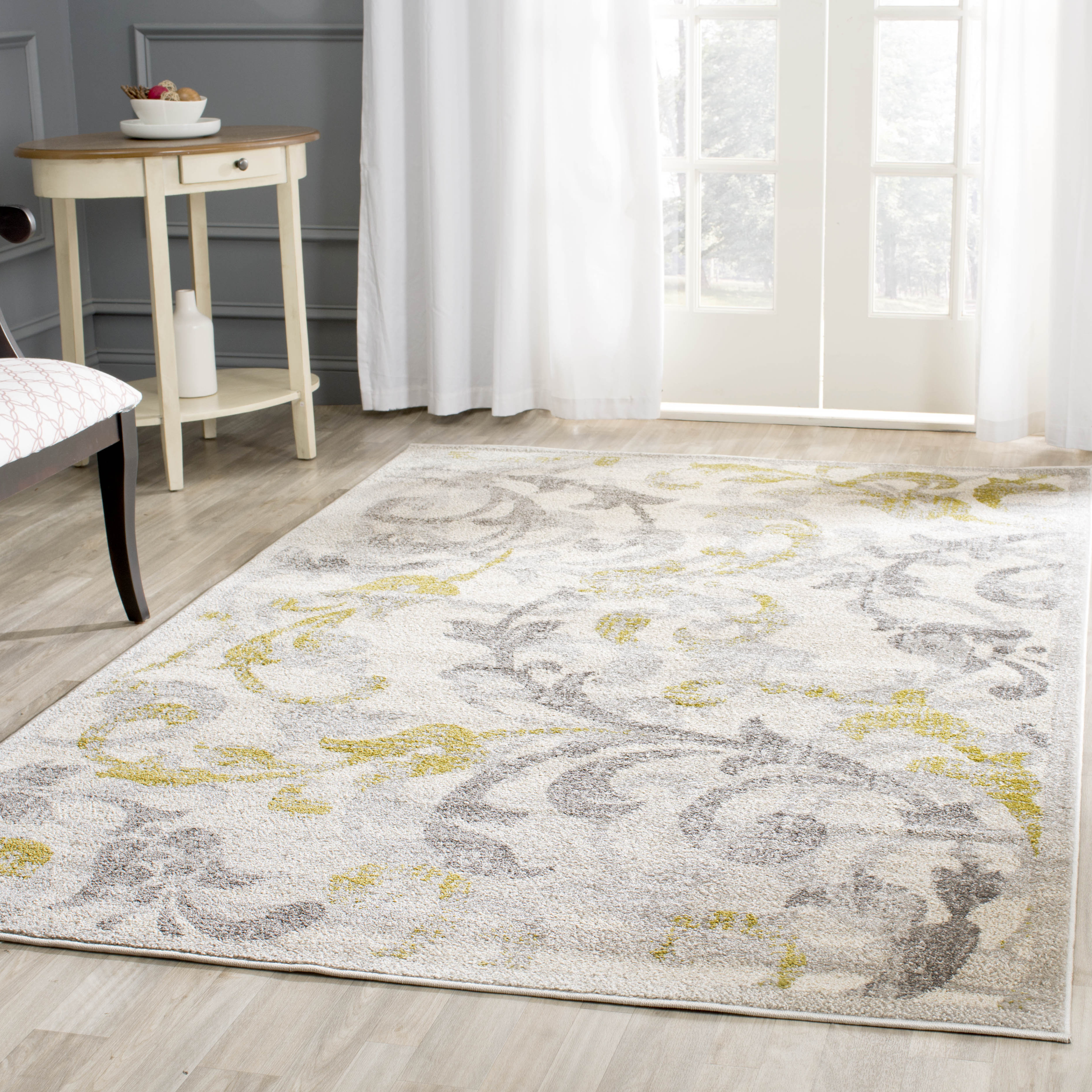 House of Hampton Levon Ivory/Light Gray Indoor/Outdoor Area Rug
