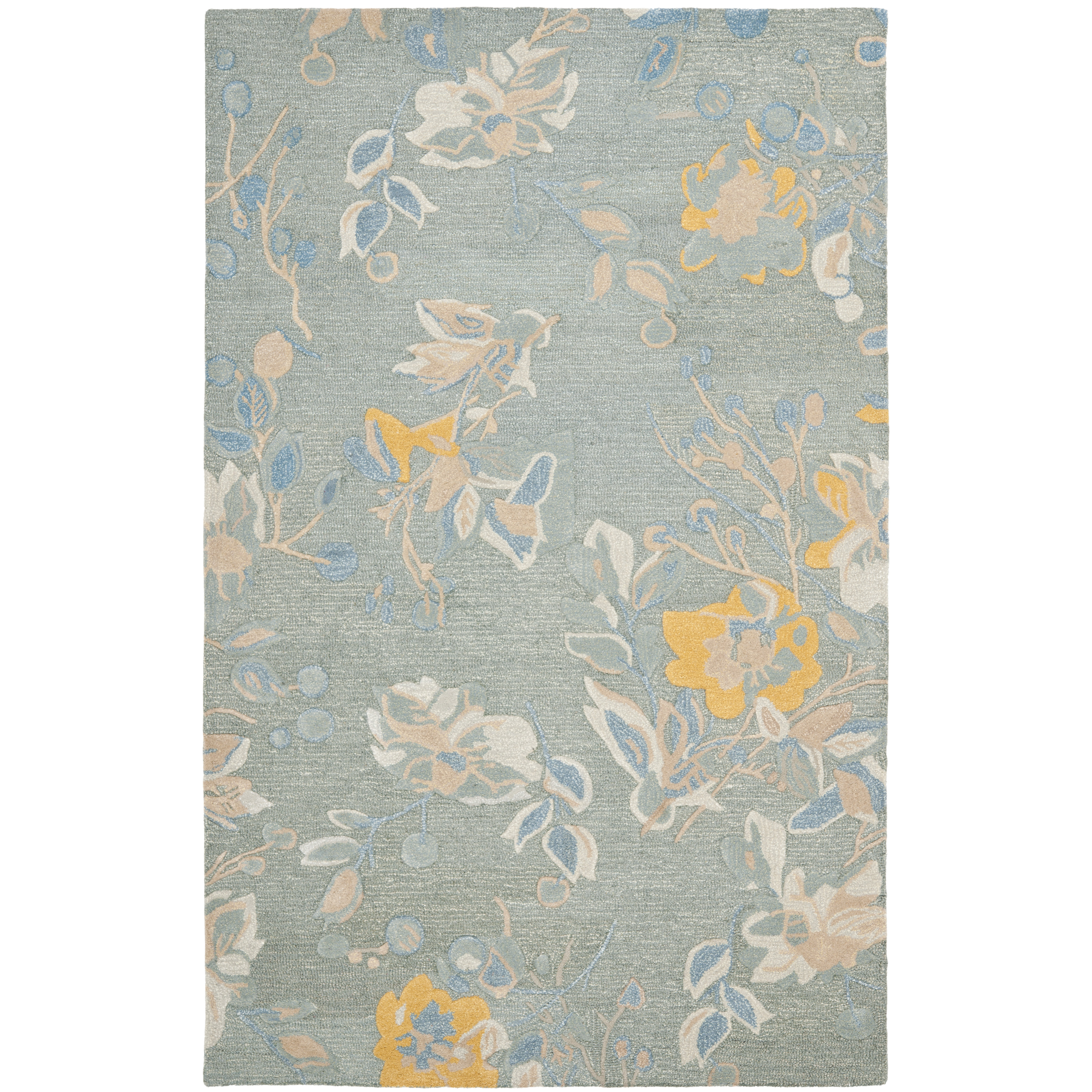 Safavieh Jardin Silver / Blue Floral Rug & Reviews Wayfair