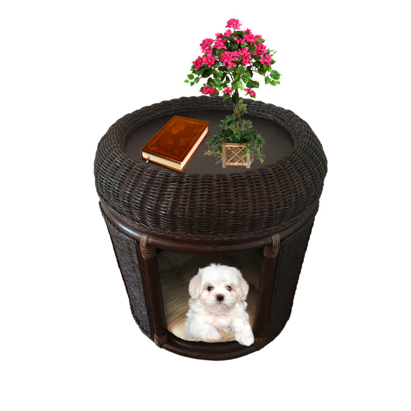 RattanWickerHomeFurniture Pets Rattan Wicker House Hooded Dog Bed