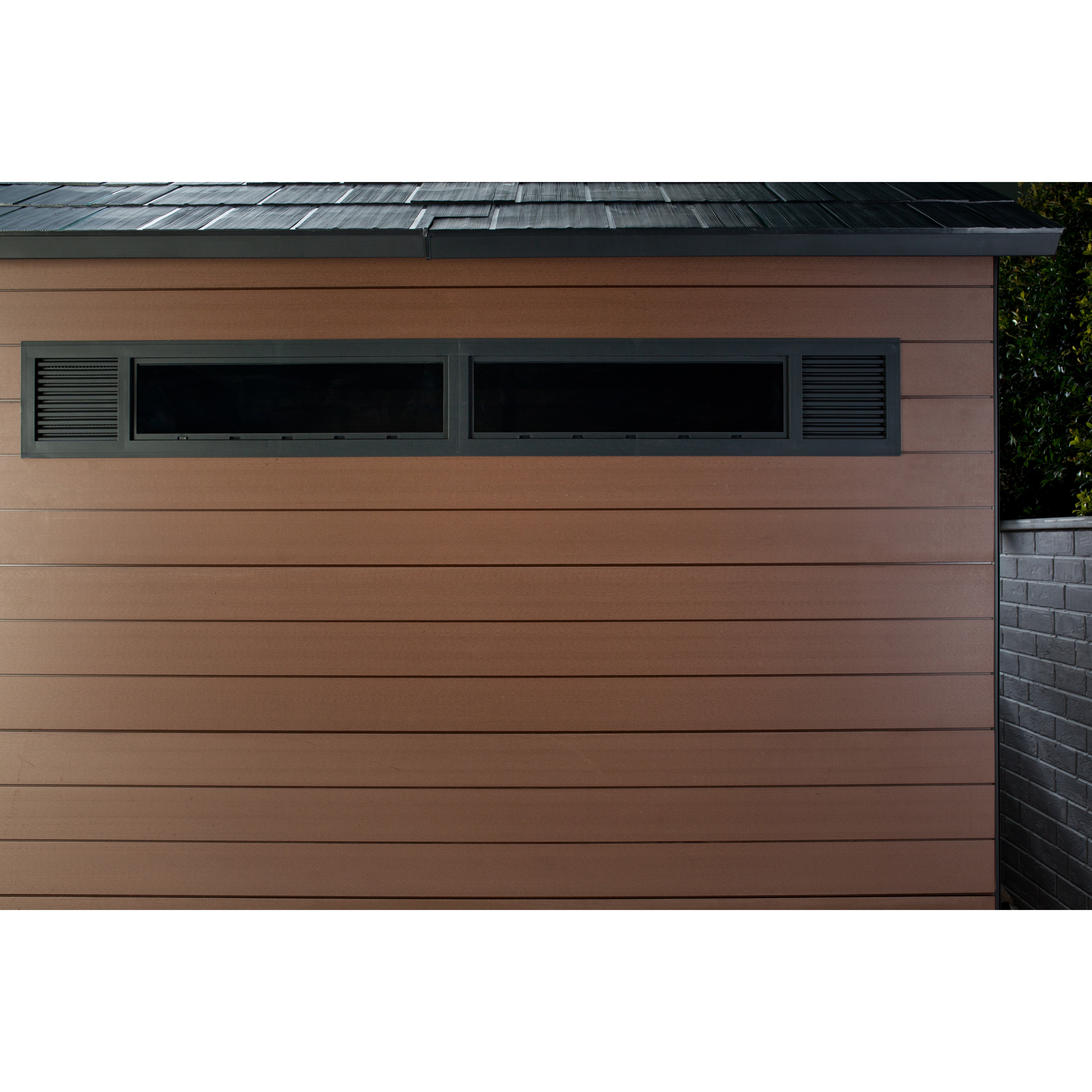 Keter Fusion 7.5 Ft. W X 7 Ft. D Wood Plastic Composite Outdoor Storage ...