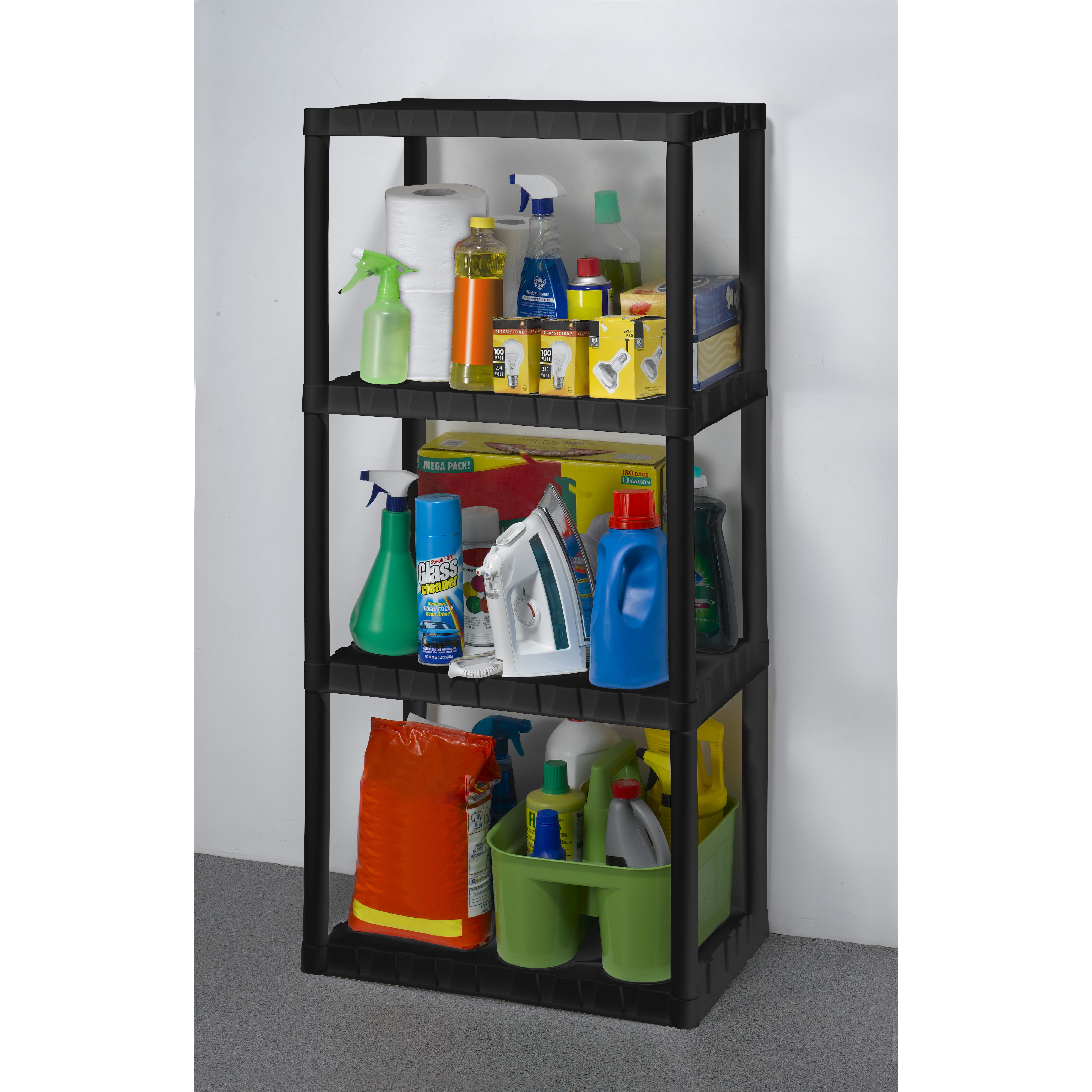 Keter Freestanding Plastic Storage 49" H Four Shelf Shelving Rack Unit