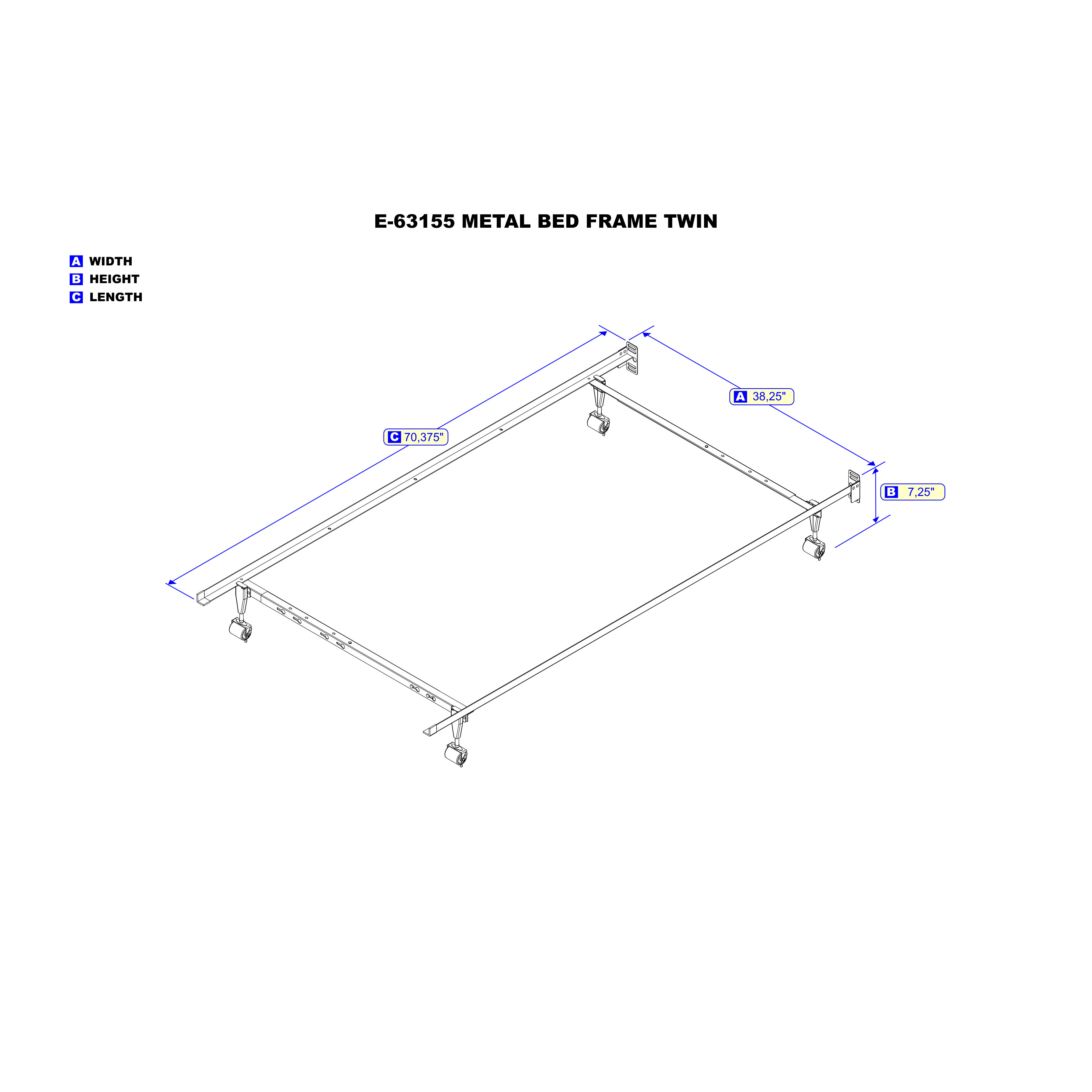 Atlantic Furniture Premium Metal Bed Frame with Casters & Reviews Wayfair