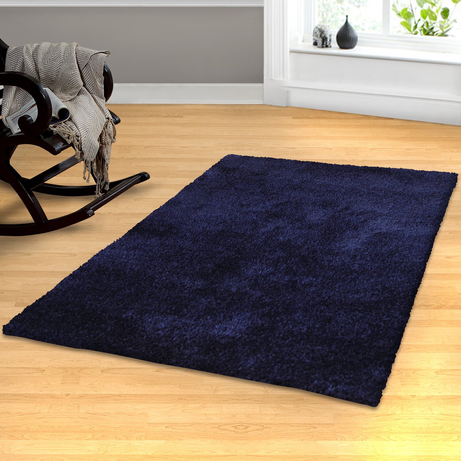 Simple Luxury Superior HandWoven Navy Blue Area Rug & Reviews Wayfair