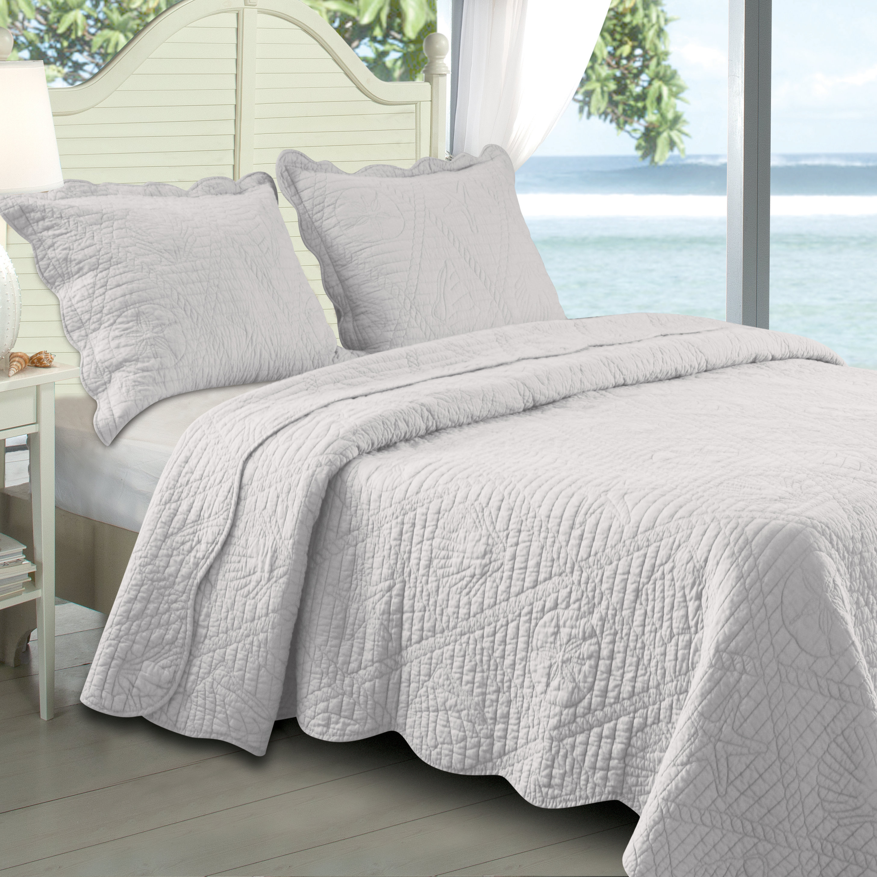 Greenland Home Fashions La Jolla Seashell Quilt Set & Reviews Wayfair