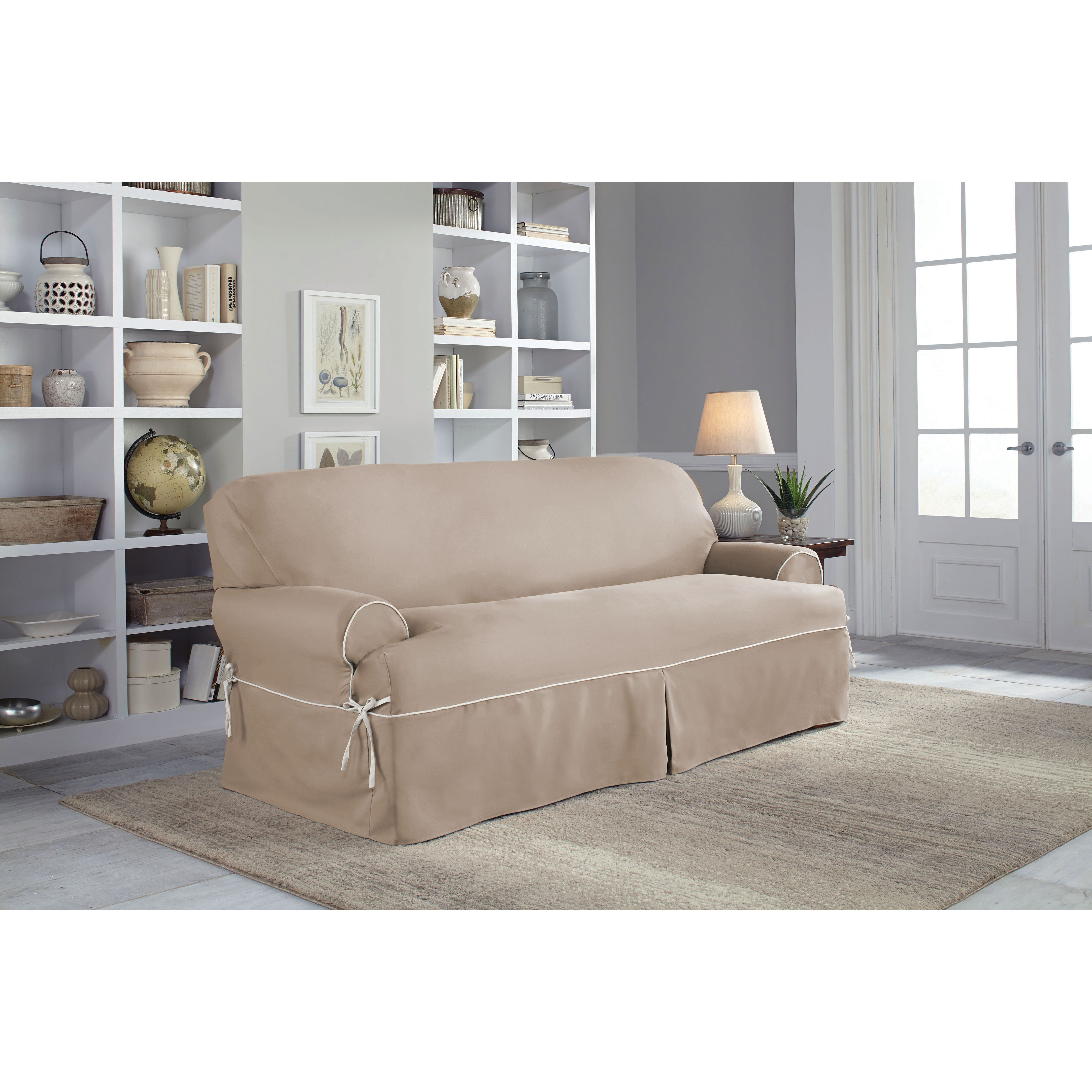 Serta Twill T-Sofa Slipcover & Reviews | Wayfair