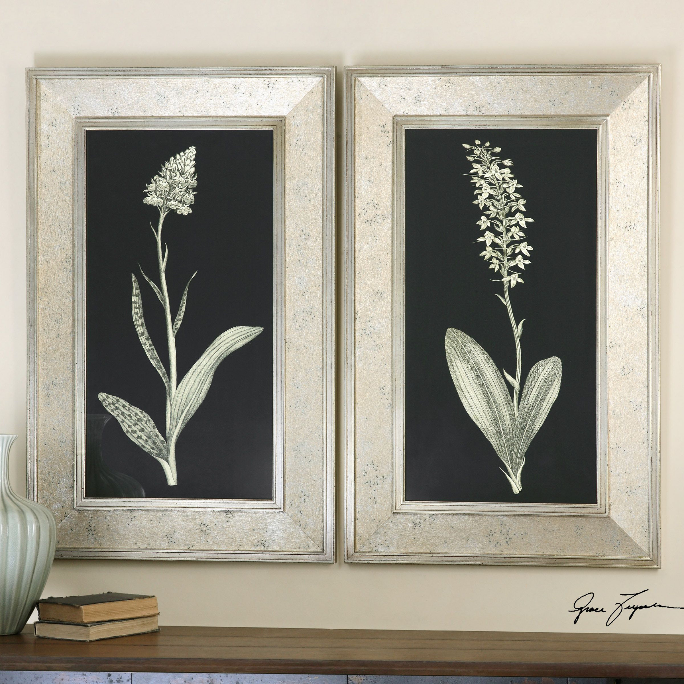 Uttermost Antique Floral Study by Grace Fryock 2 Piece Framed Graphic