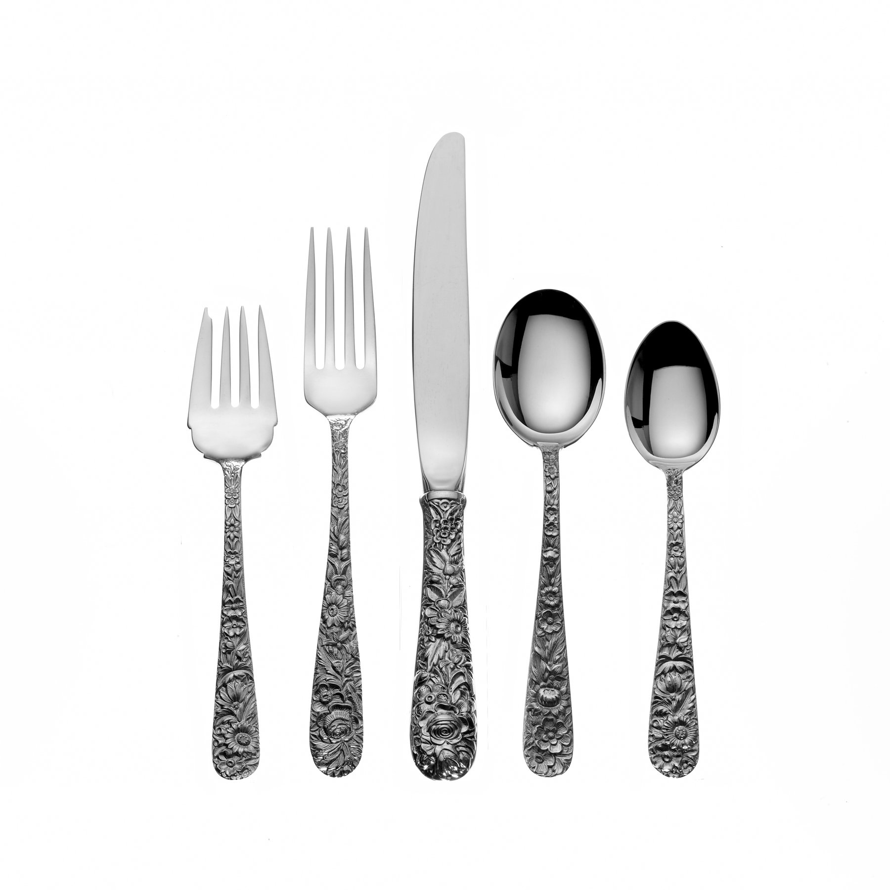 Kirk Stieff Sterling Silver Repousse 5 Piece Flatware Set Wayfair