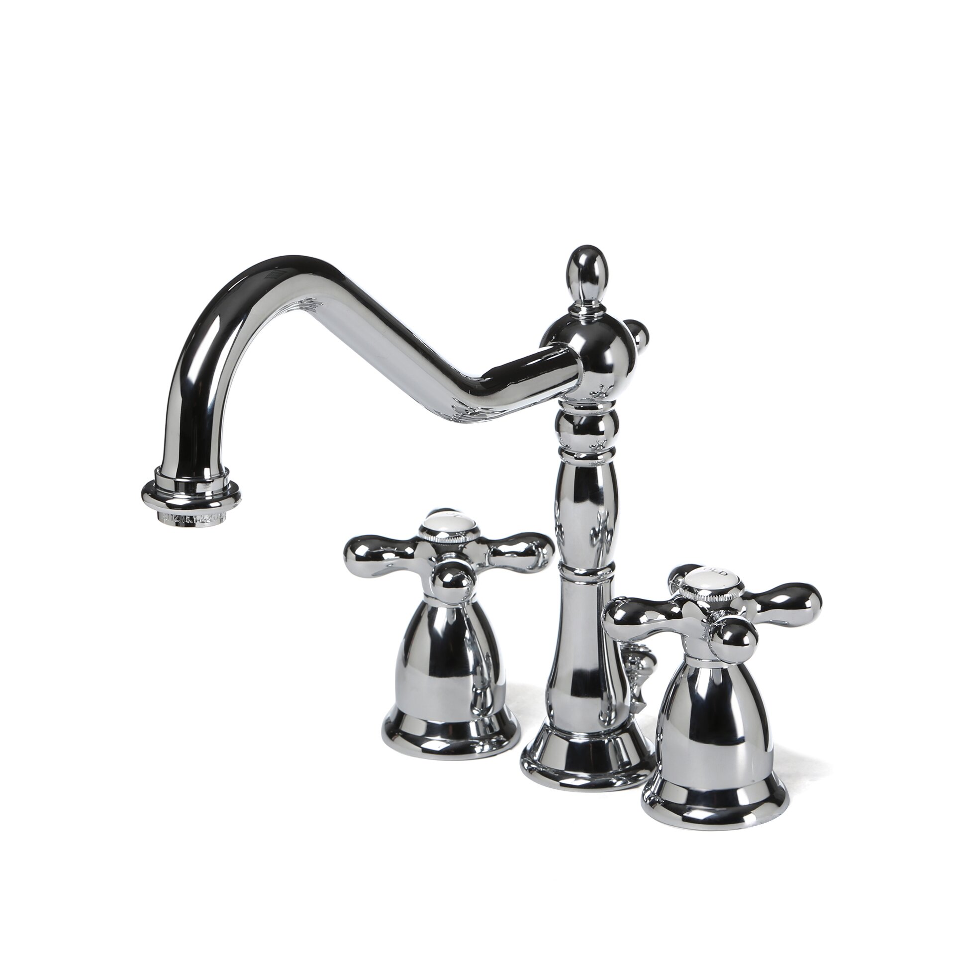 Cross handle widespread bathroom faucet