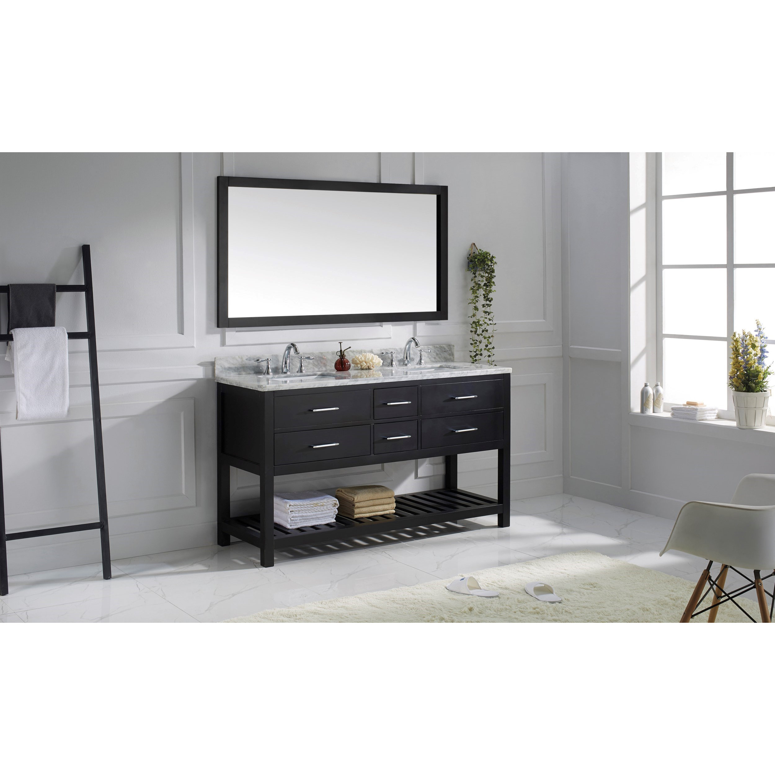 Virtu Caroline Estate 60.8" Double Bathroom Vanity Set with Carrara