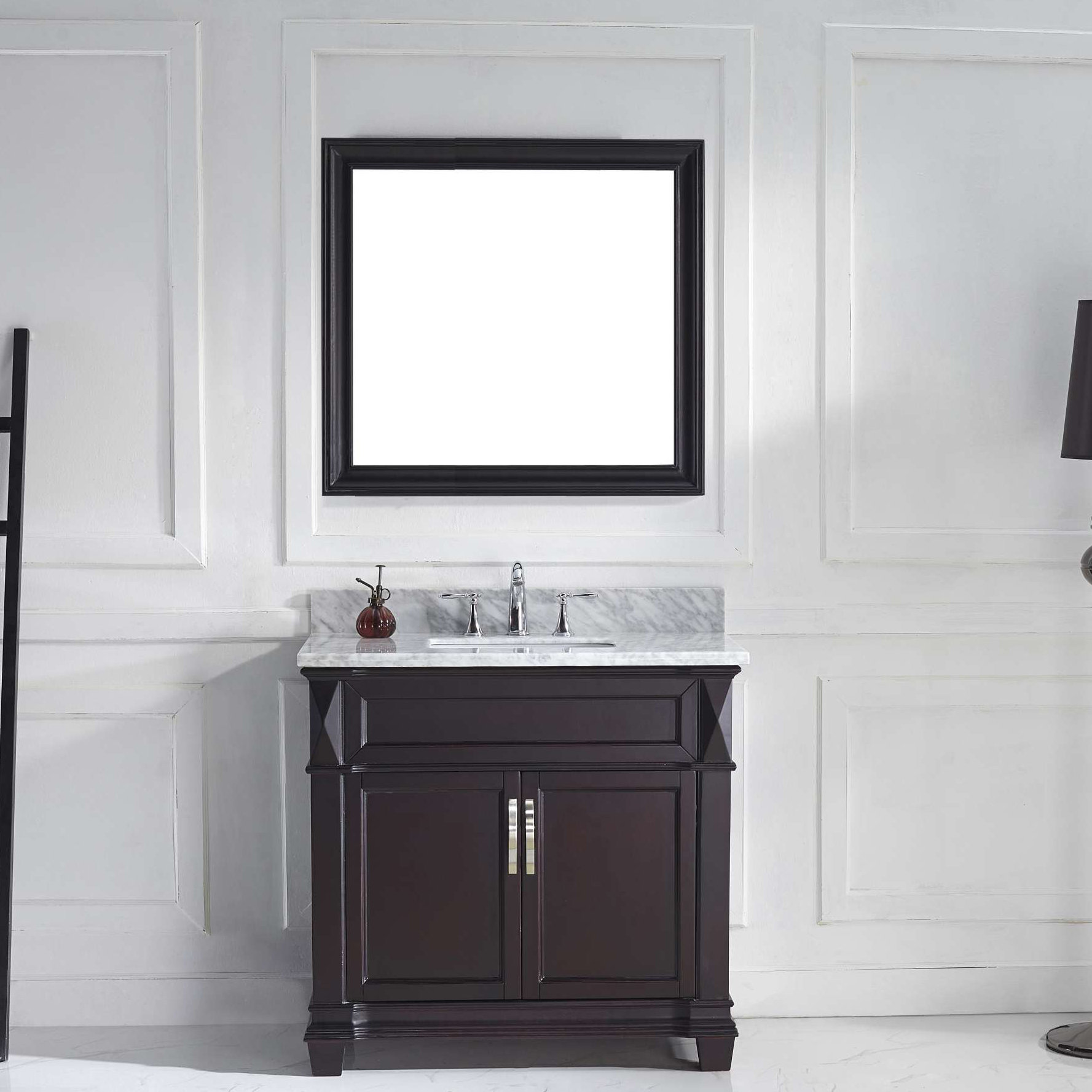 Virtu Victoria 36" Single Bathroom Vanity Set with Carrara White Stone