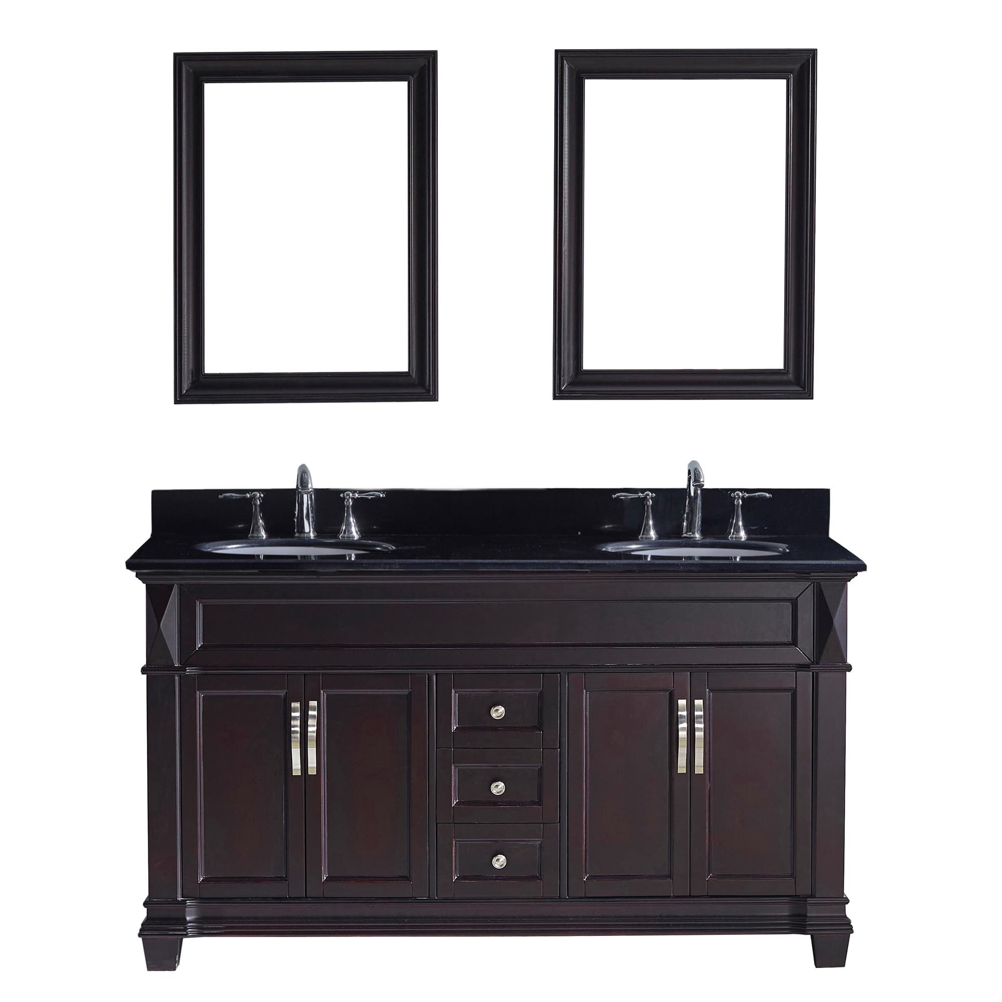 Virtu Victoria 60" Double Bathroom Vanity Set with Black ...