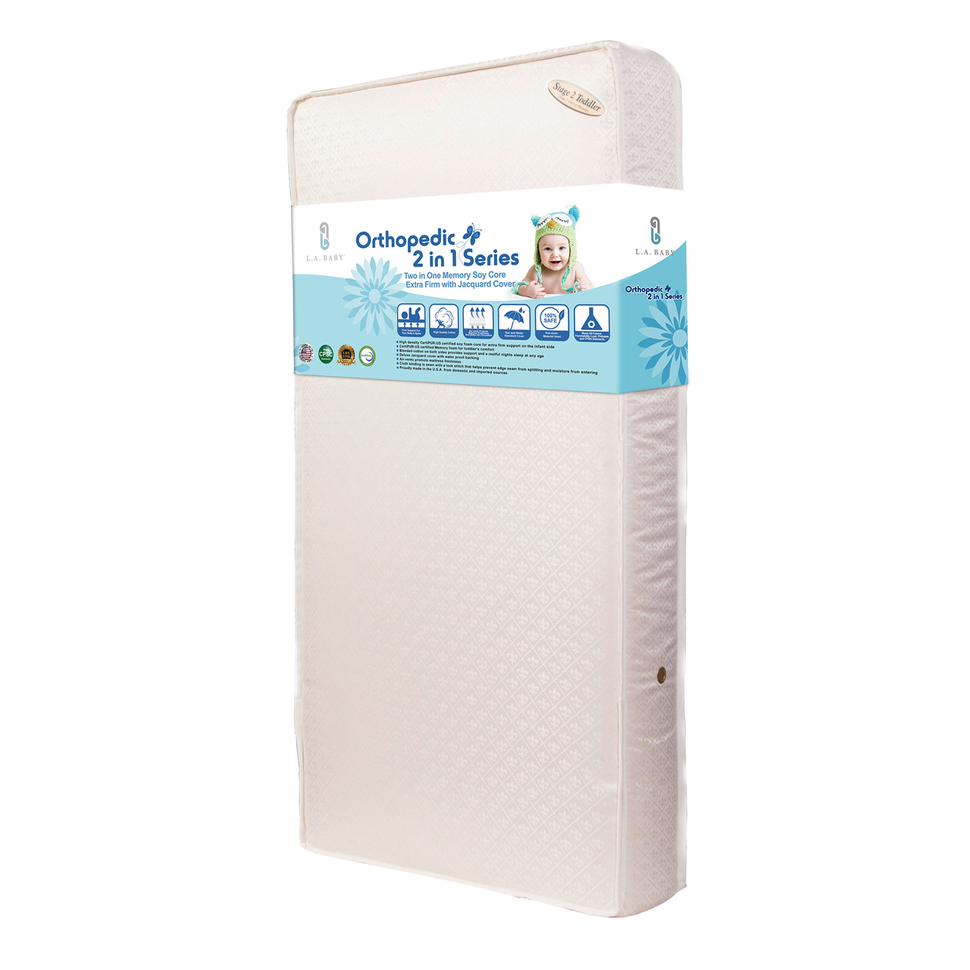 L A Baby 2 In 1 Memory Soy Foam Core Crib Mattress Extra L A Baby 2 In 1 Organic Soy Foam Crib Mattress