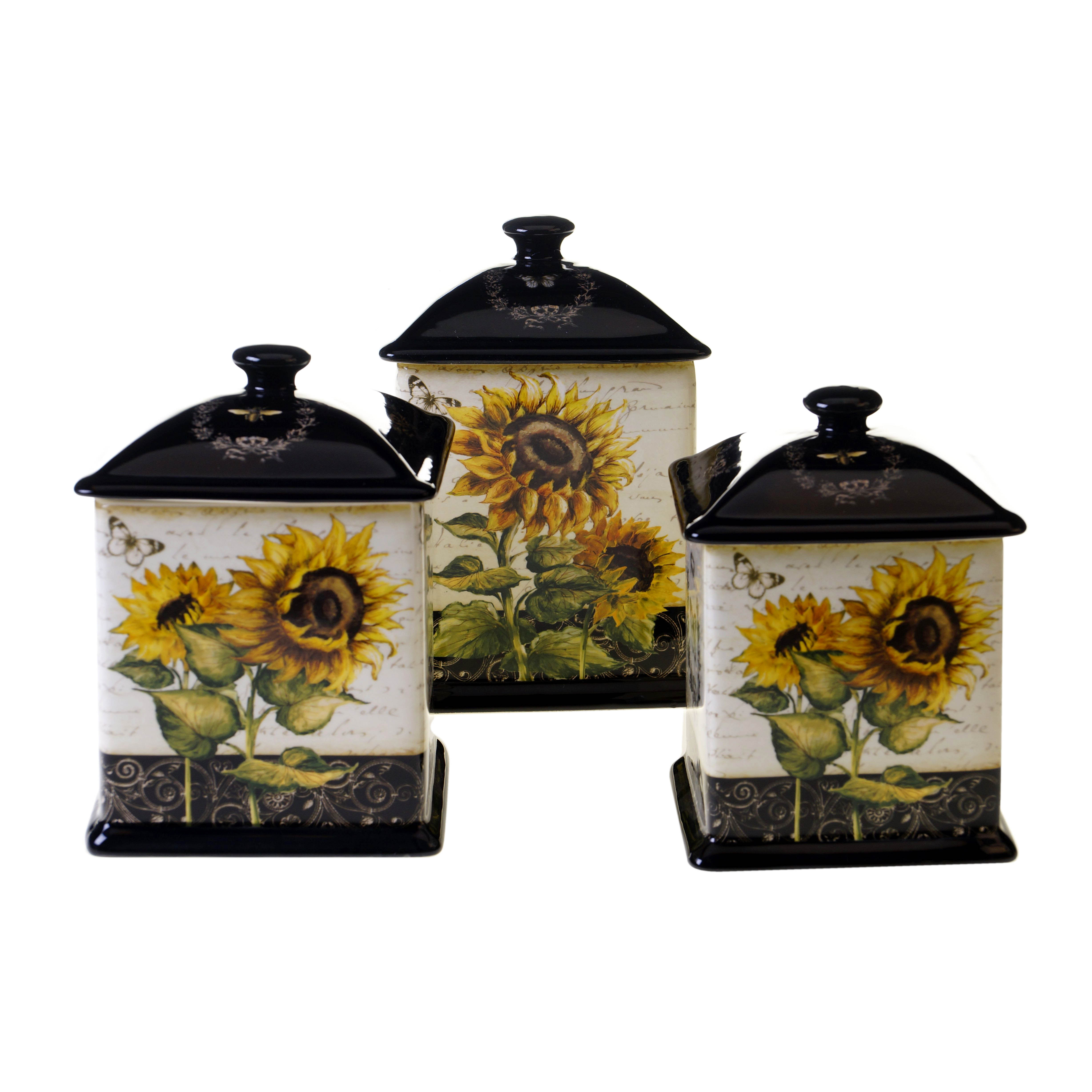 Certified International French Sunflowers 3-Piece Canister 