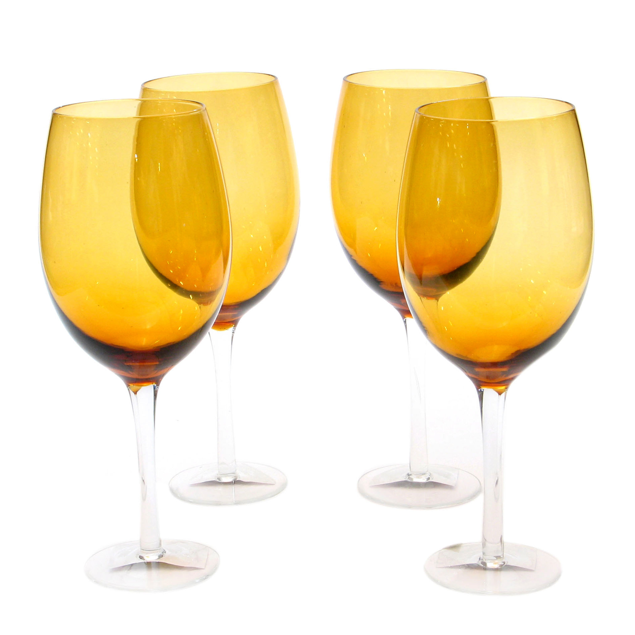 Certified International Glass Stemware Dark Amber White Wine Glasses
