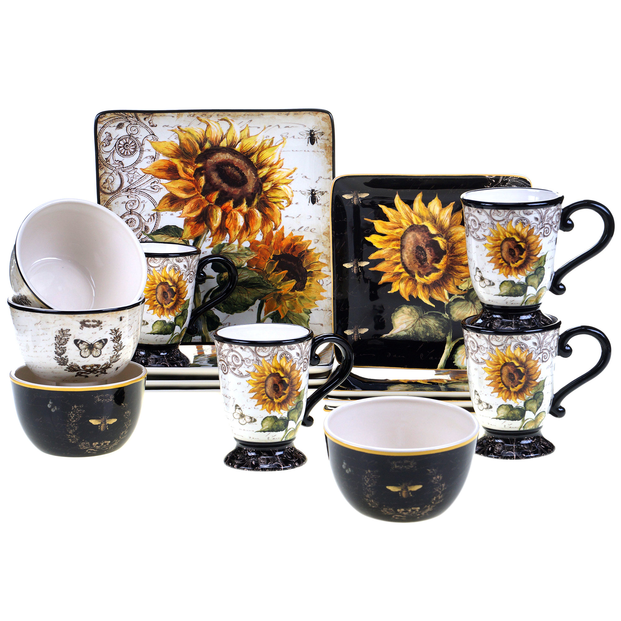 Certified International French Sunflower 16 Piece Dinnerware Set