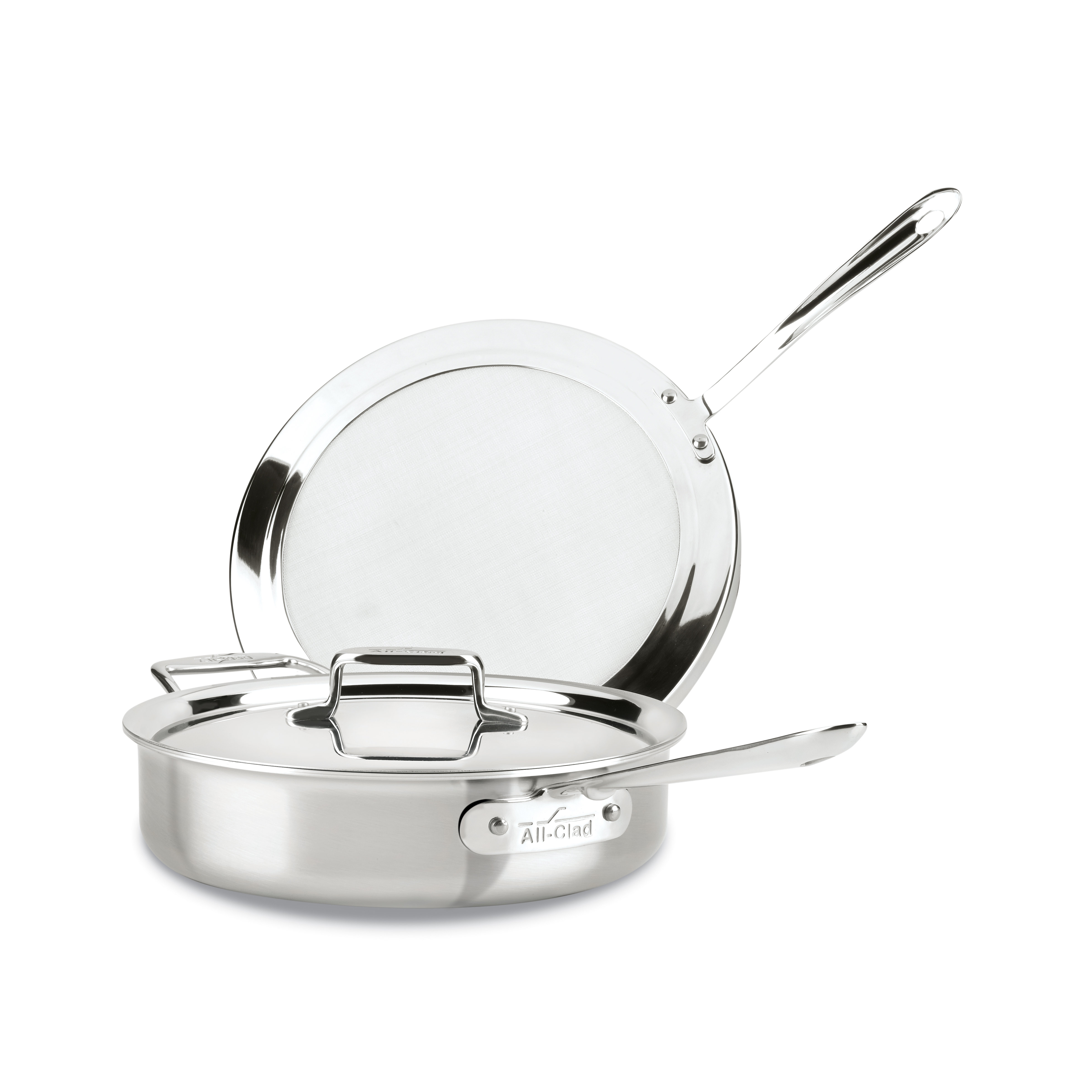 AllClad d5 Brushed Stainless Steel 10.25" Frying Pan with Lid Wayfair