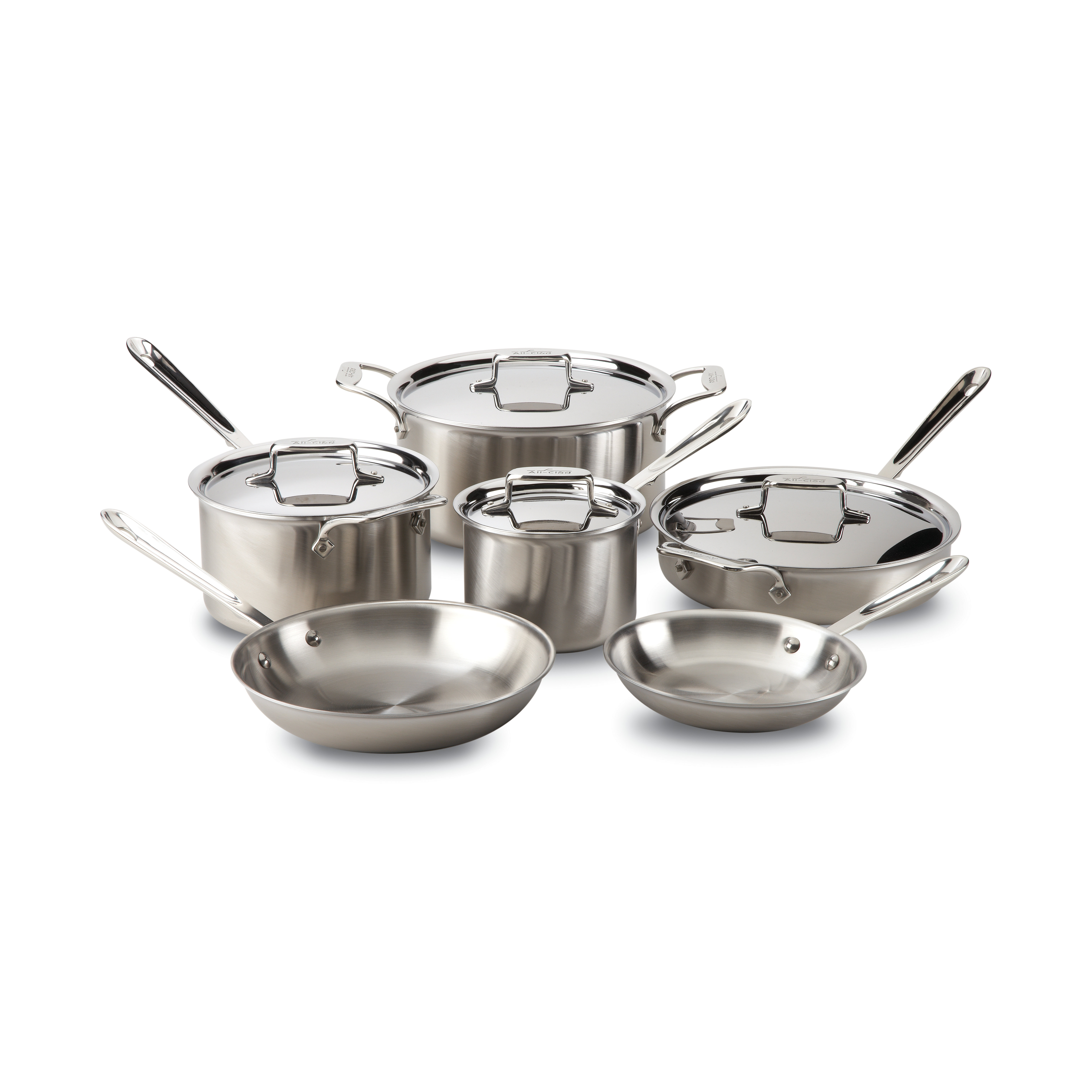 All-Clad d5 Brushed Stainless Steel 10 Piece Cookware Set & Reviews D5 Brushed Stainless Steel 10 Pc Cookware Set