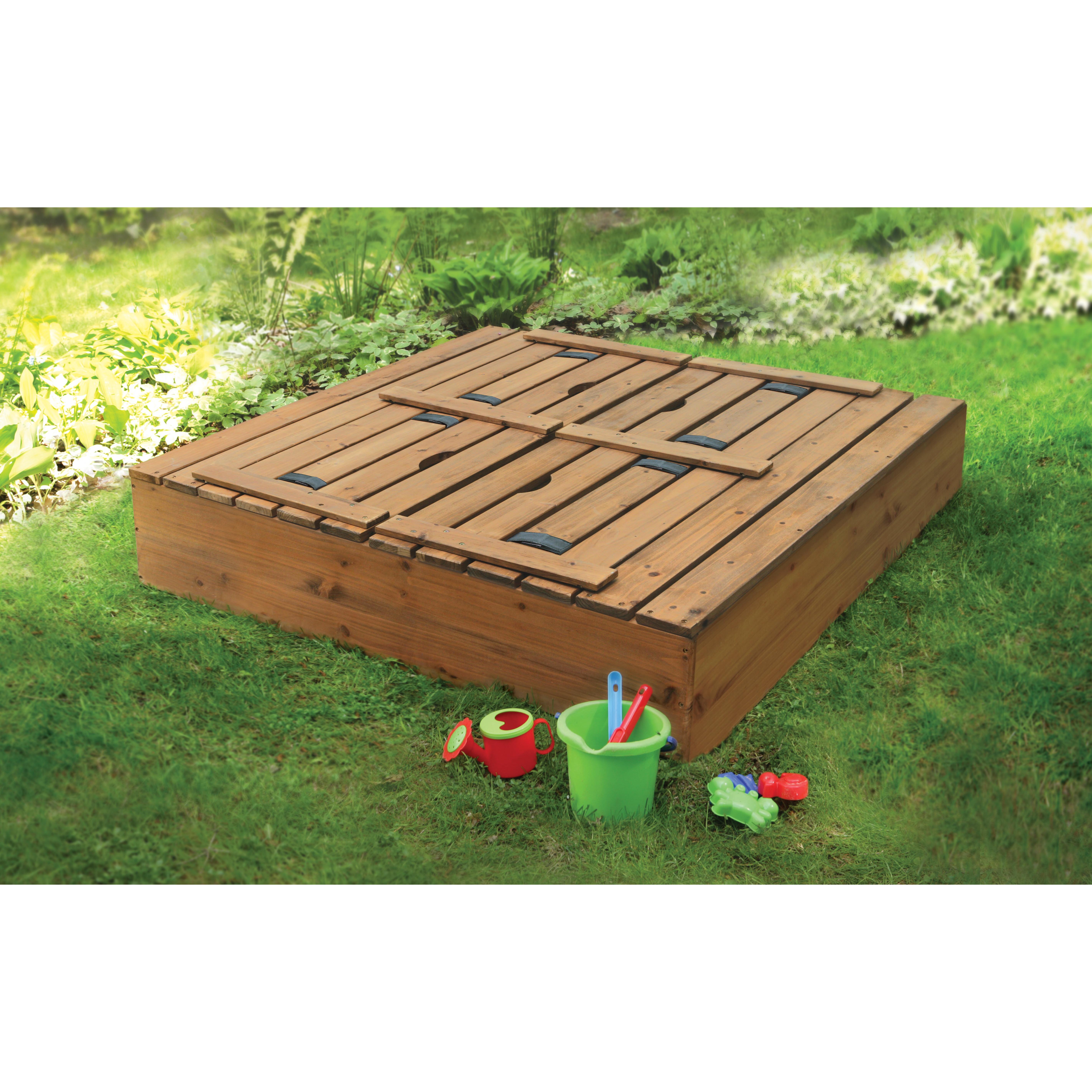 Badger Basket Deluxe Convertible Cedar 4' ft. Square Sandbox with Cover