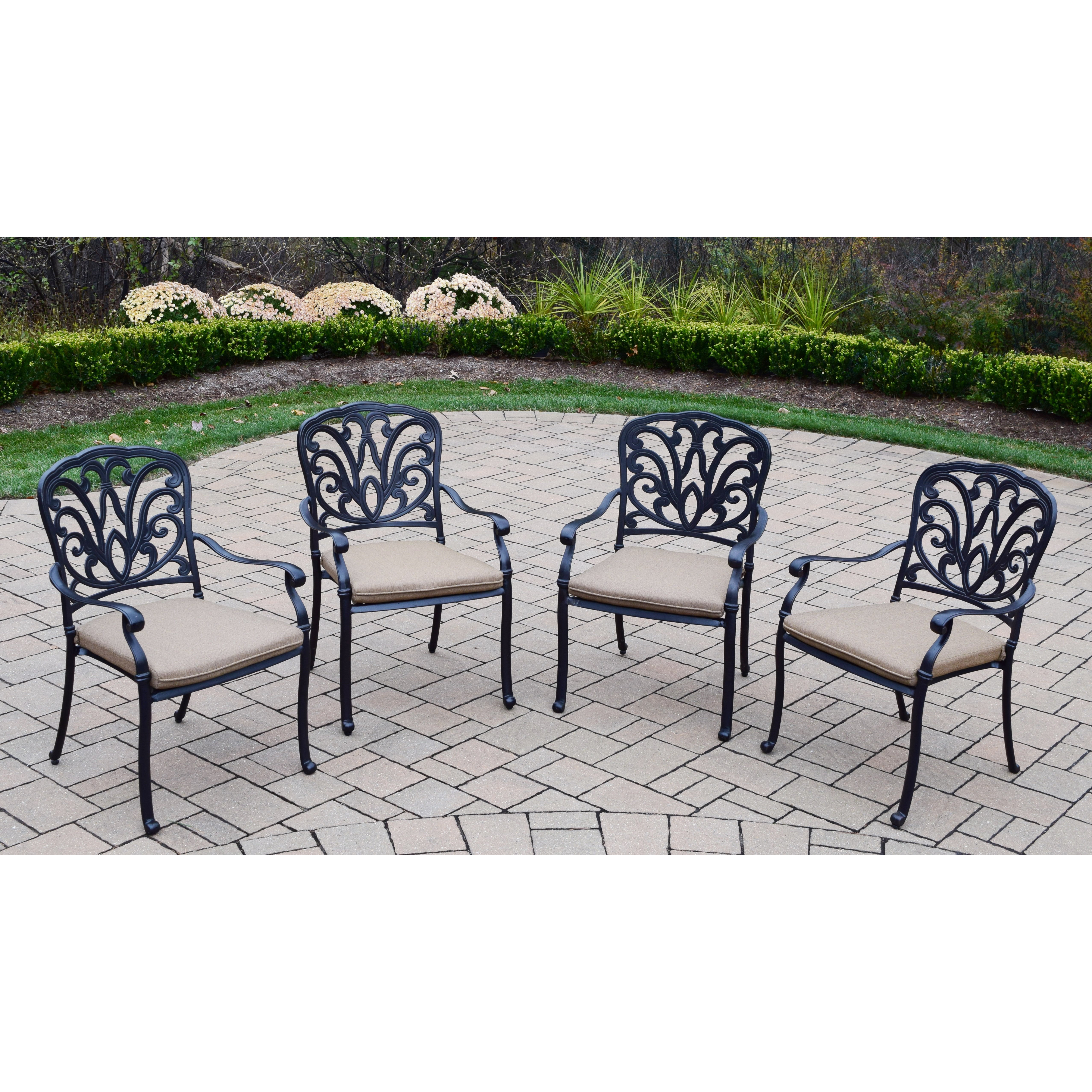 Oakland Living Hampton Stackable Dining Arm Chairs with Cushions Wayfair