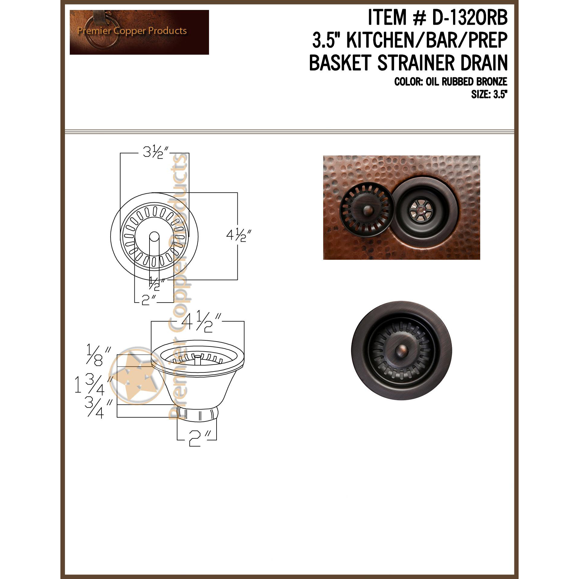 Premier Copper Products Bar Sink Basket Strainer Drain & Reviews Wayfair