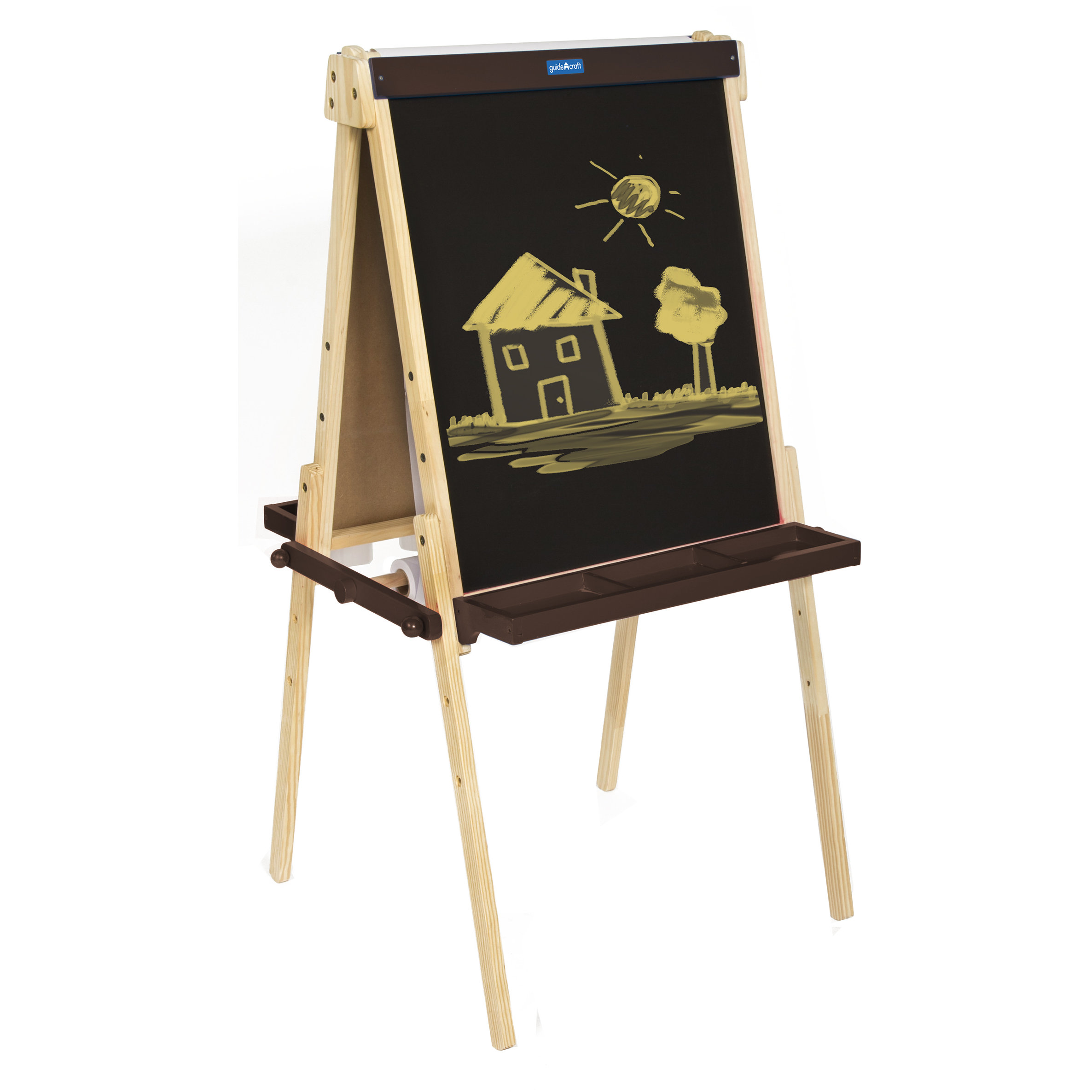 Guidecraft Folding Marker Tray Adjustable Double Sided Flipchart Easel