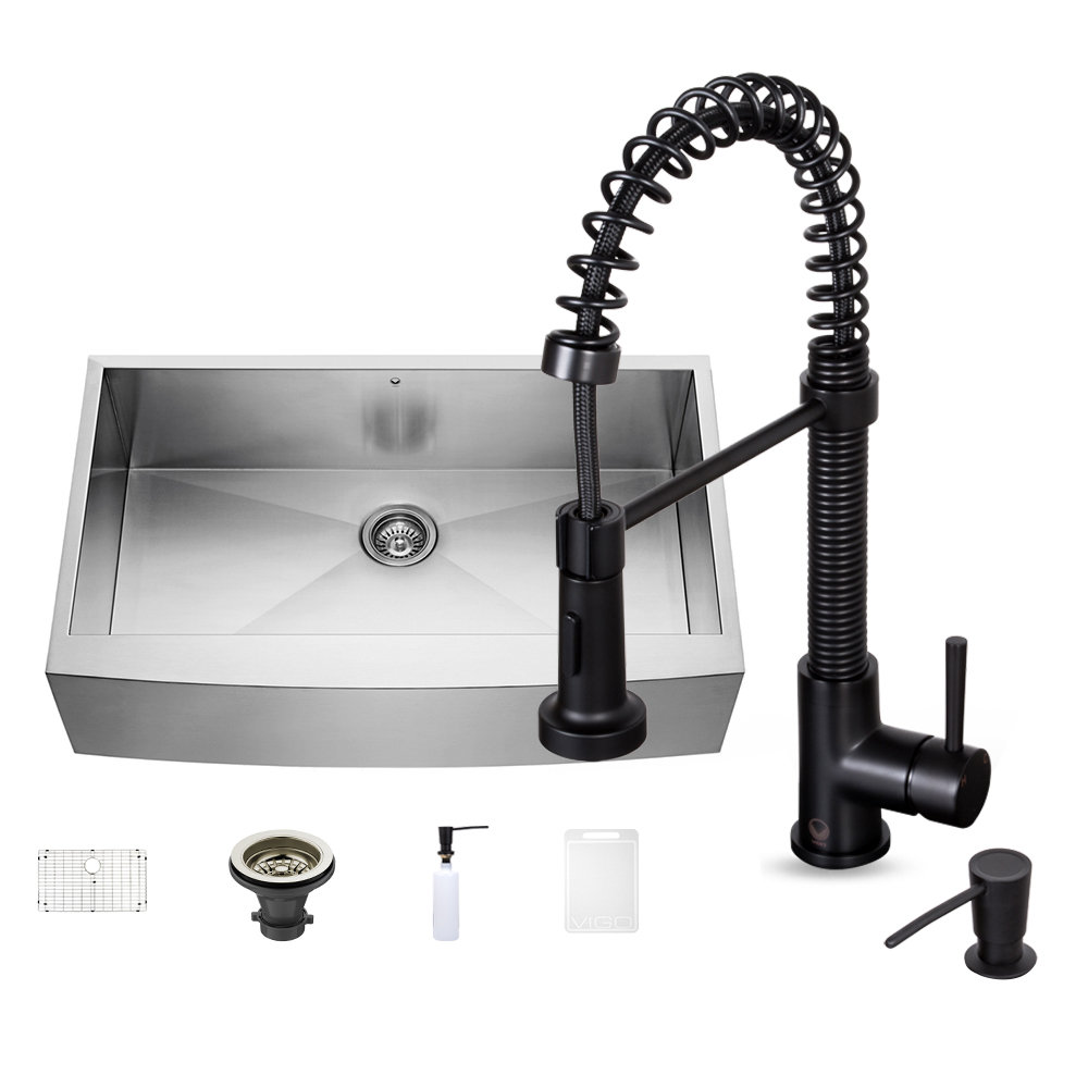 inch Farmhouse Apron Single Bowl 16 Gauge Stainless Steel Kitchen Sink ...
