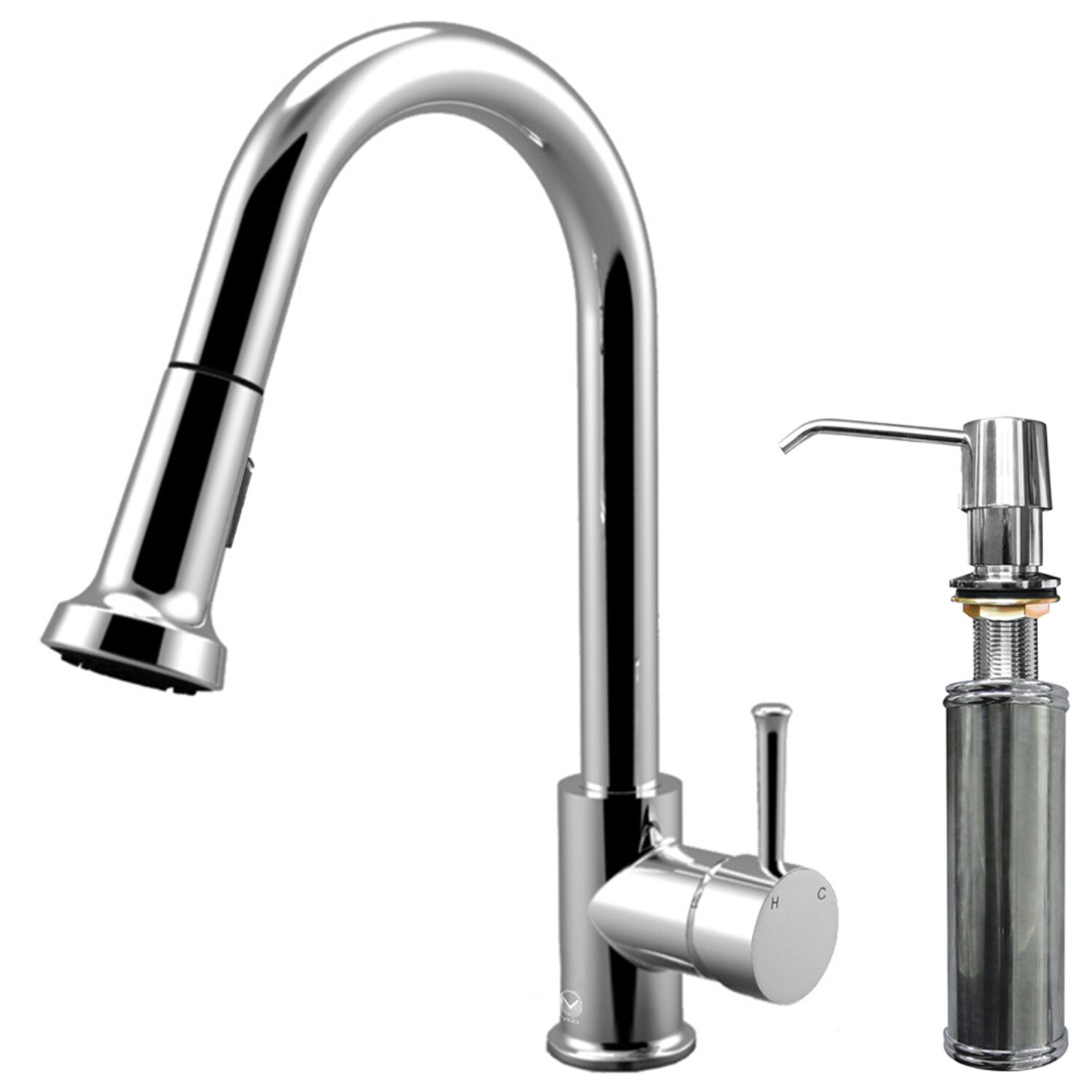 Vigo Harrison Single Handle Pull-Down Spray Kitchen Faucet with Soap