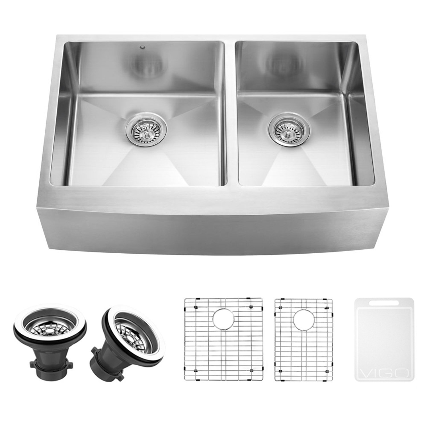33 inch Farmhouse Apron 60/40 Double Bowl 16 Gauge Stainless Steel ...