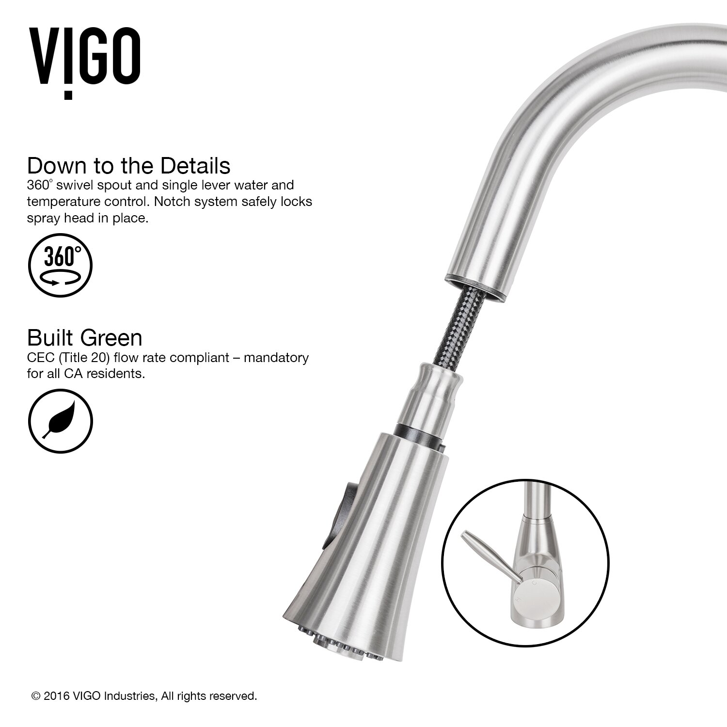 Vigo Aylesbury Single Handle Pull-Down Spray Kitchen ...