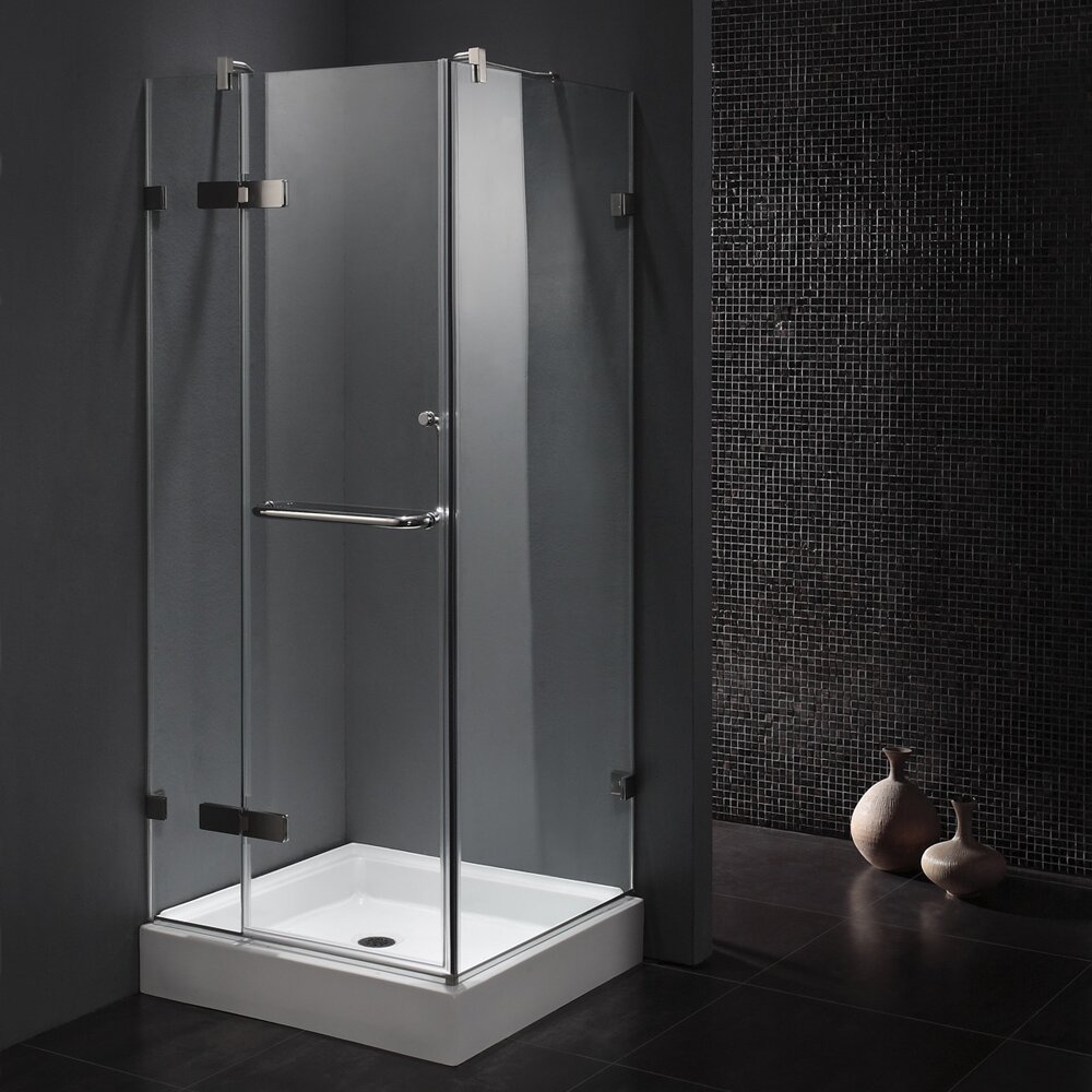 Vigo Monteray 36 x 36-in. Frameless Shower Enclosure with .375-in. Clear Glass and Chrome 