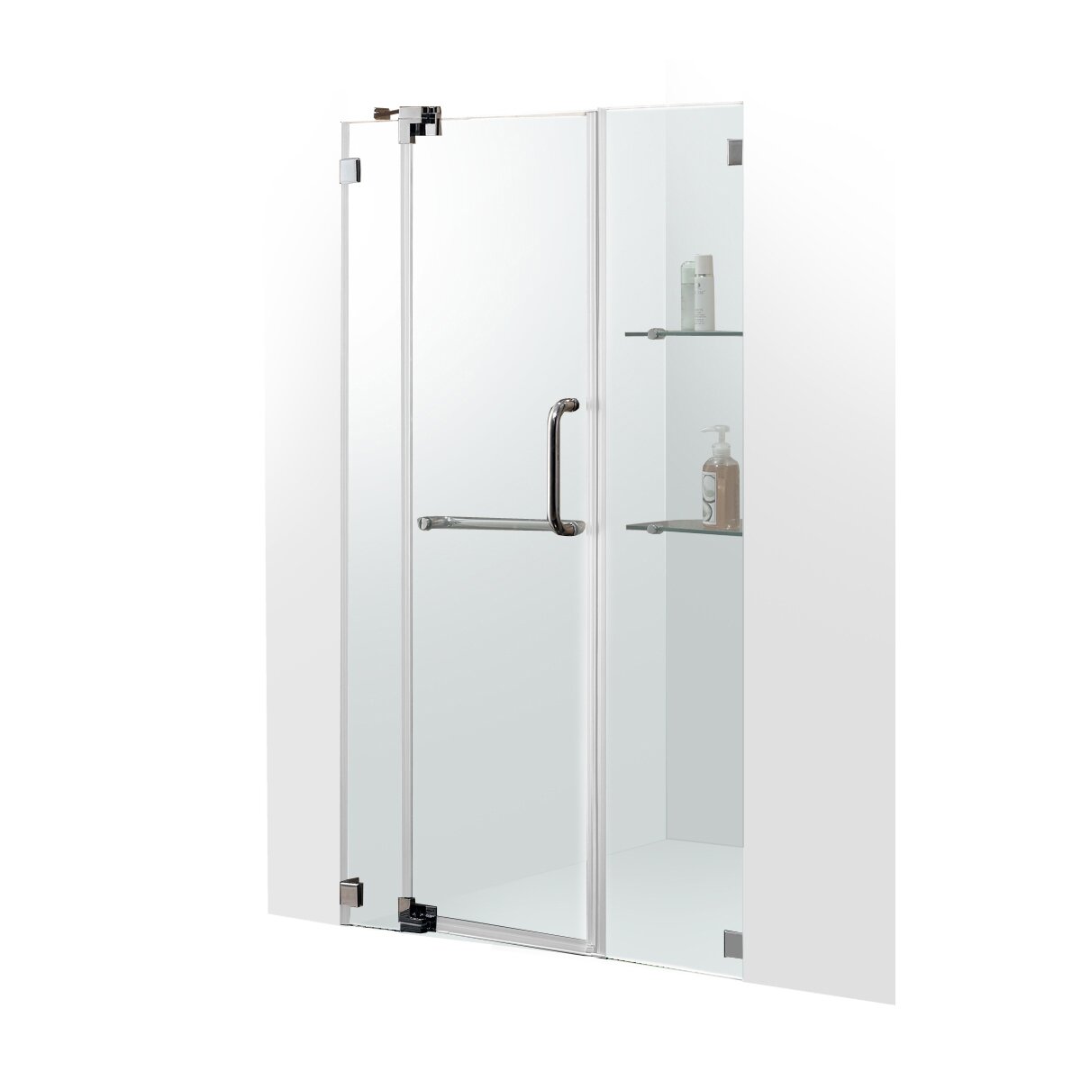 Vigo Pirouette 42 To 48 In Frameless Shower Door With 375 In Clear Glass And Brushed Nickel 7223