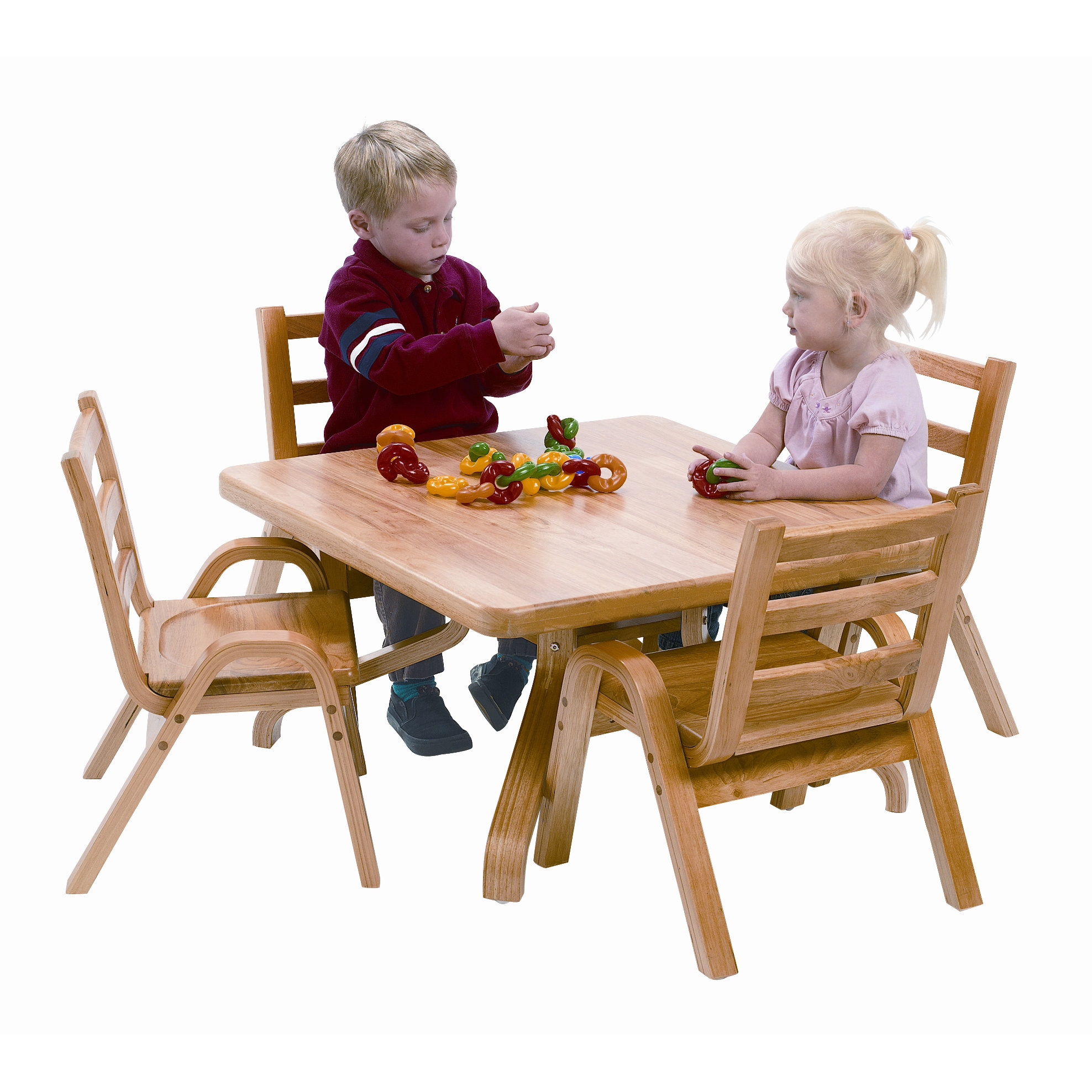 Angeles NaturalWood 12" Square Toddler Table And Chair Set ...