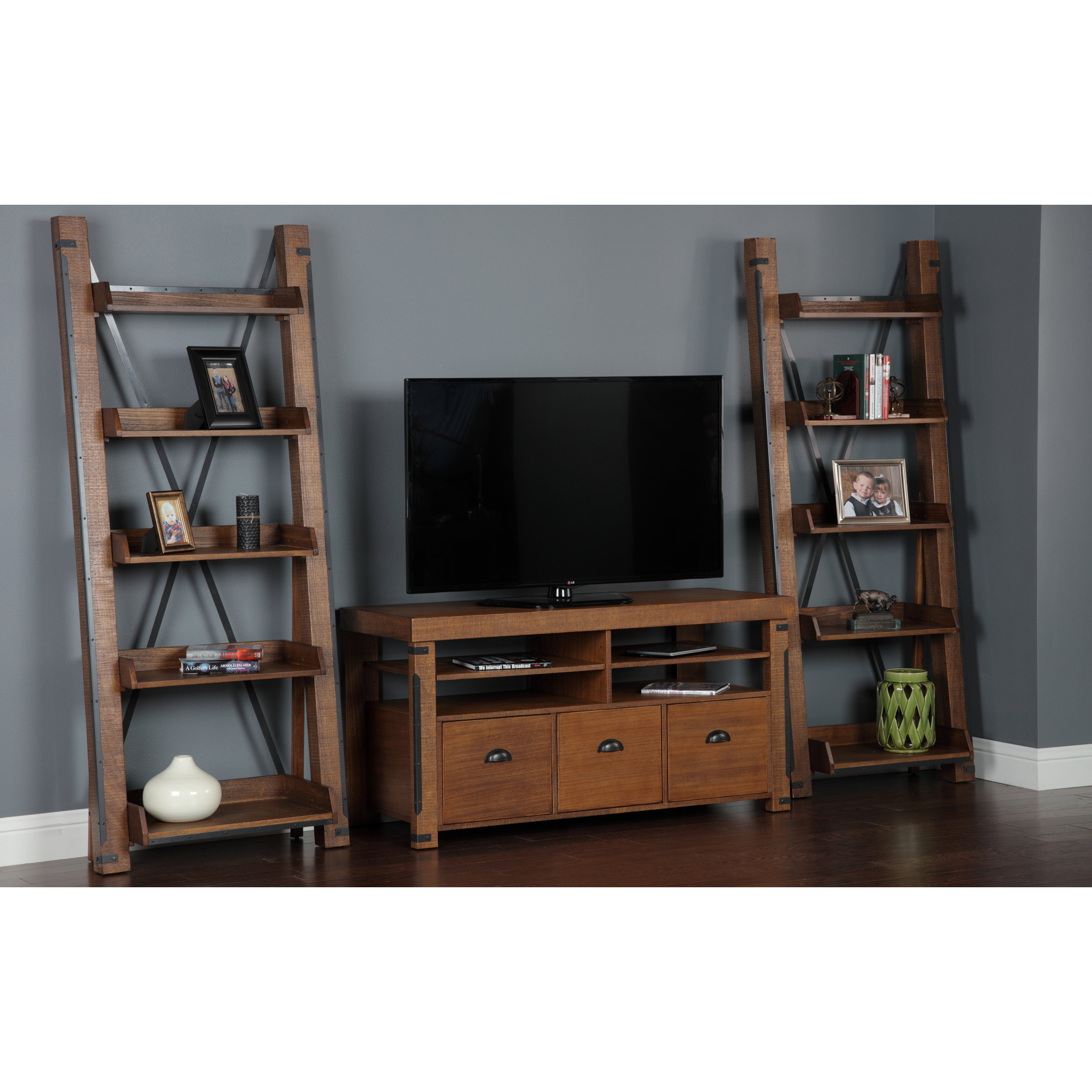 American Furniture Classics Industrial 81" Leaning Bookcase & Reviews