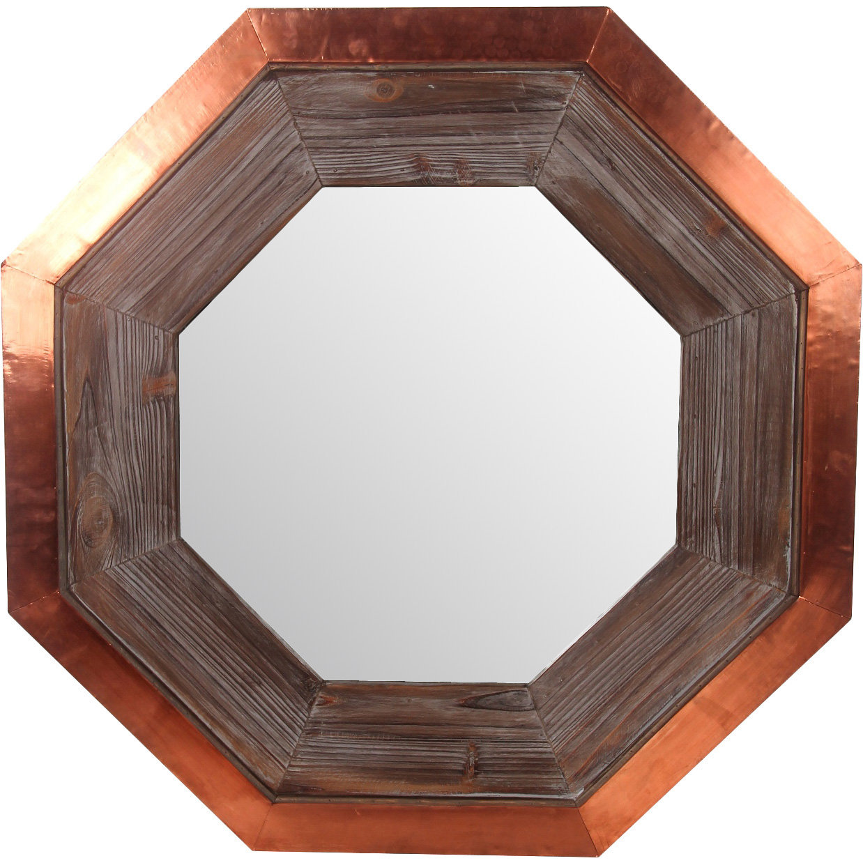 Privilege Wood & Copper Hexagon Wall Mirror & Reviews Wayfair