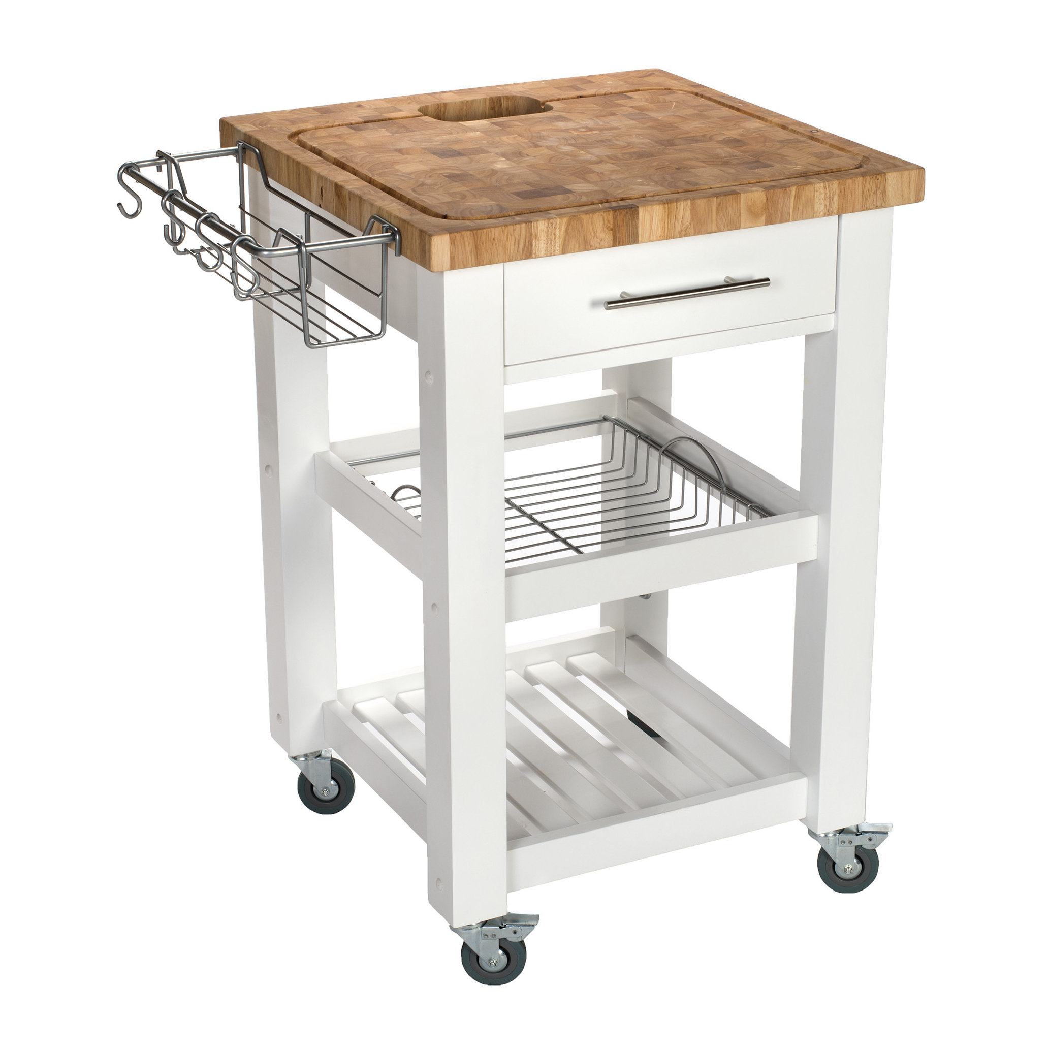 Chris & Chris Pro Chef Kitchen Cart with Butcher Block Top ...