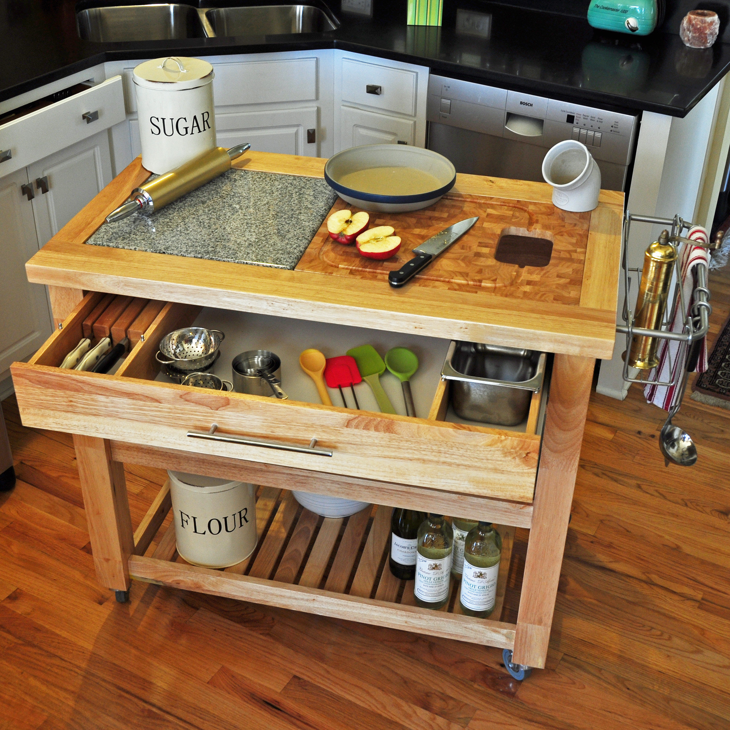 Chris & Chris Pro Chef Kitchen Island with Granite and Wood Top