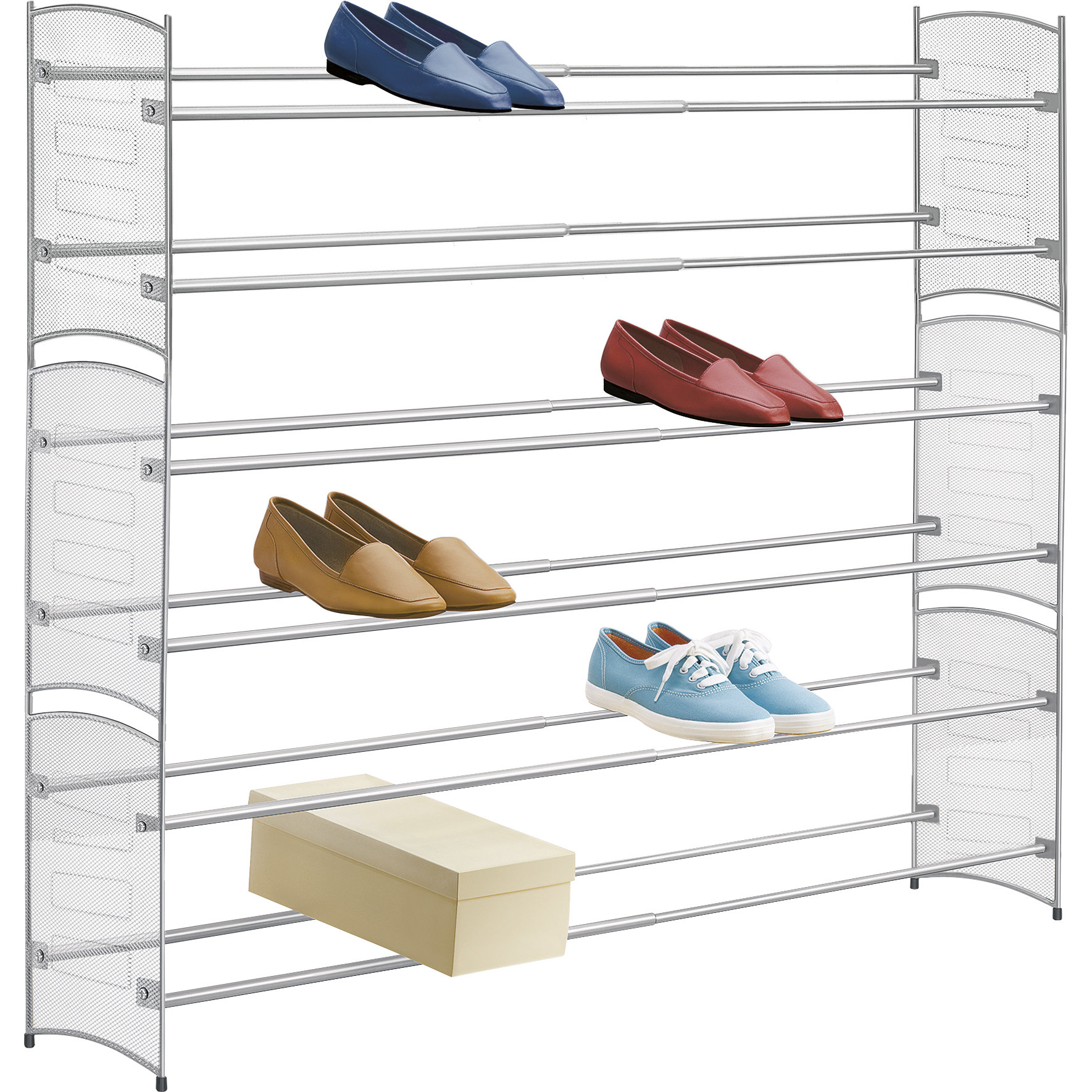 Lynk Expandable 2 Tier Stackable Shoe Rack Steel Mesh Shoe Shelf
