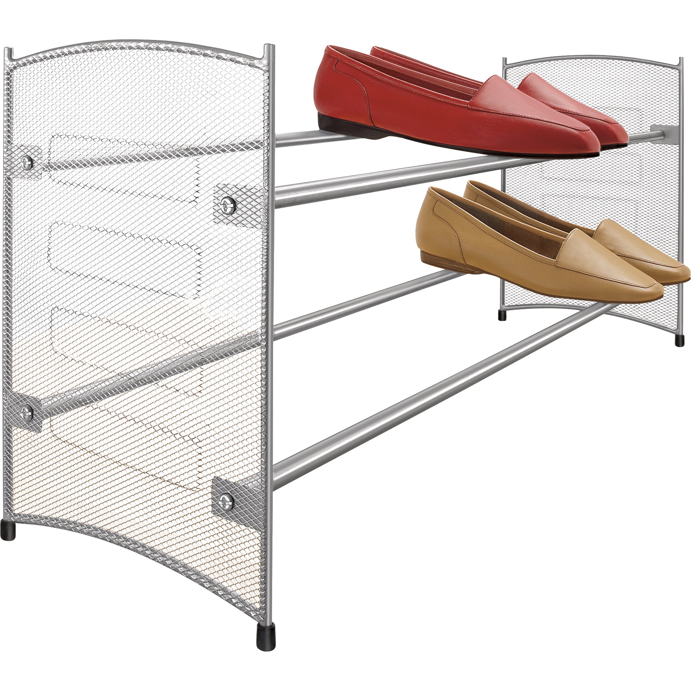 Lynk Expandable 2 Tier Stackable Shoe Rack Steel Mesh Shoe Shelf