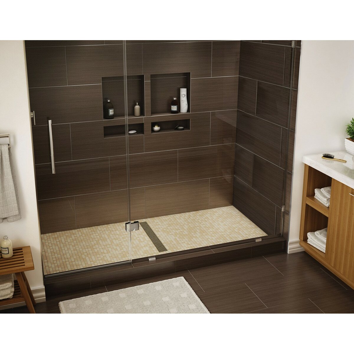 Tile Redi Fully Integrated Shower Base with Center PVC Drain, Center