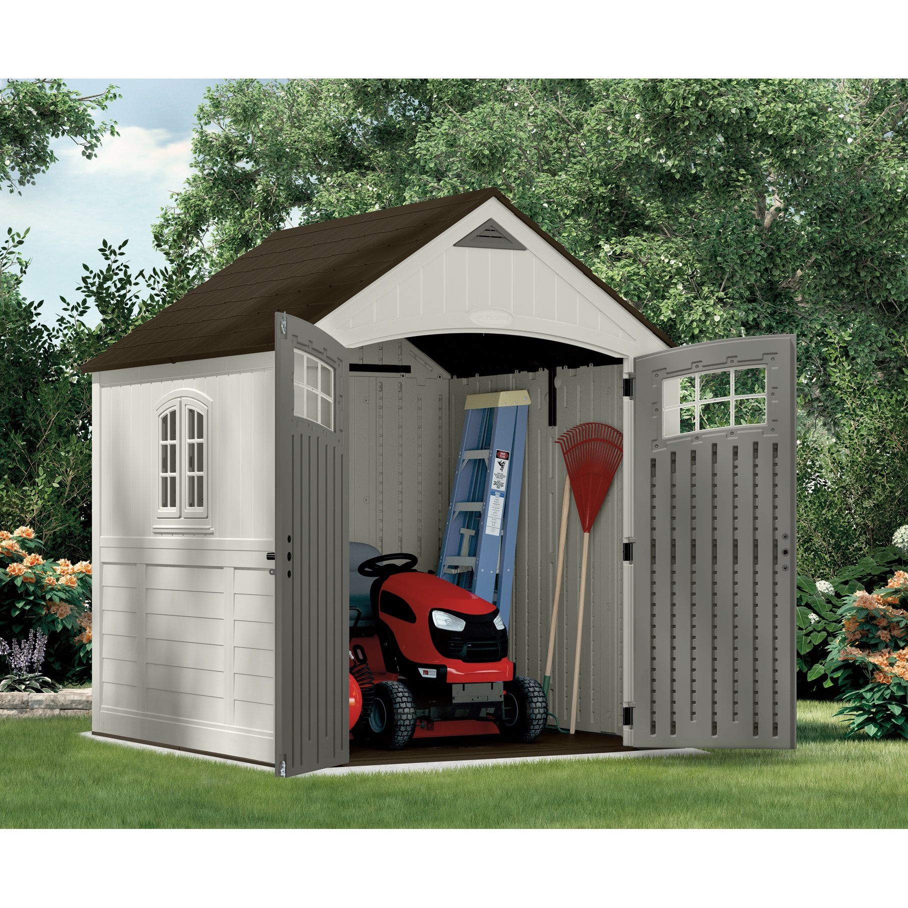 suncast 7x7 cascade one plastic shed greenhouse stores