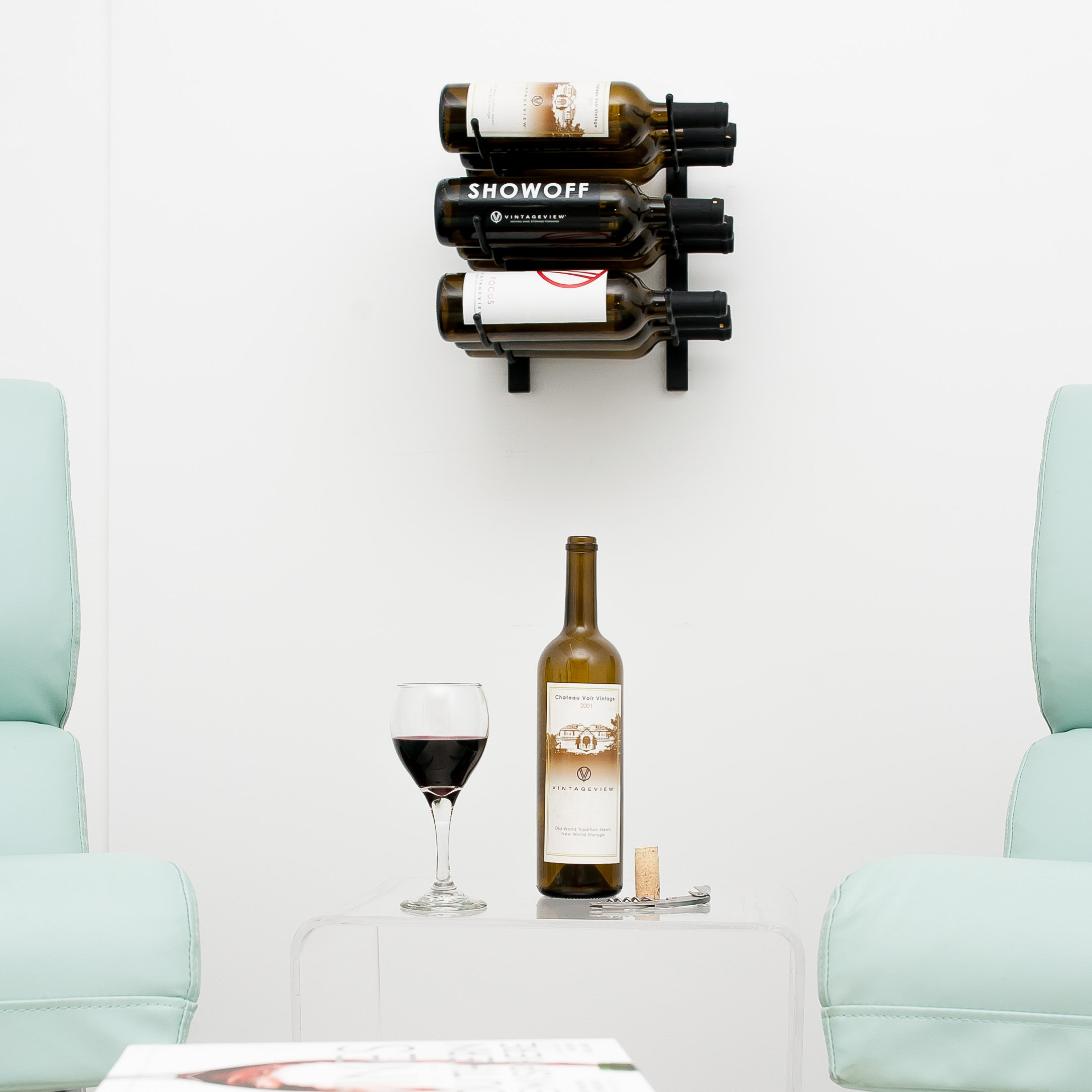 9 bottle wall mounted wine rack