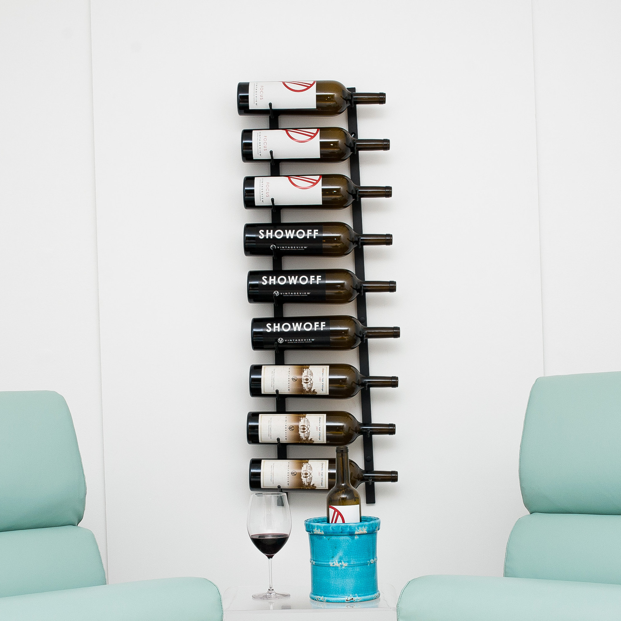 9 bottle wall mounted wine rack