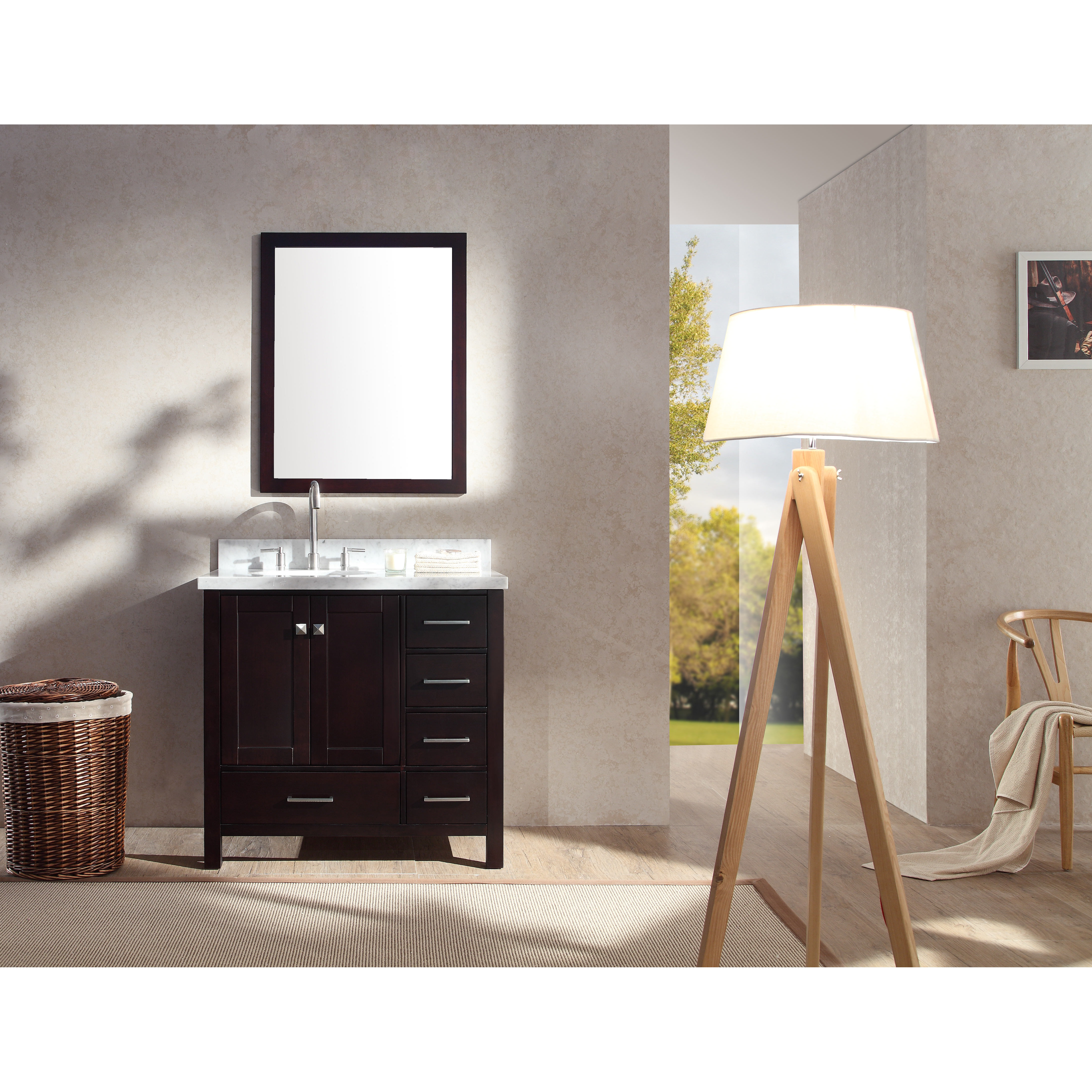 Ariel Bath Cambridge 37" Single Bathroom Vanity Set with Mirror