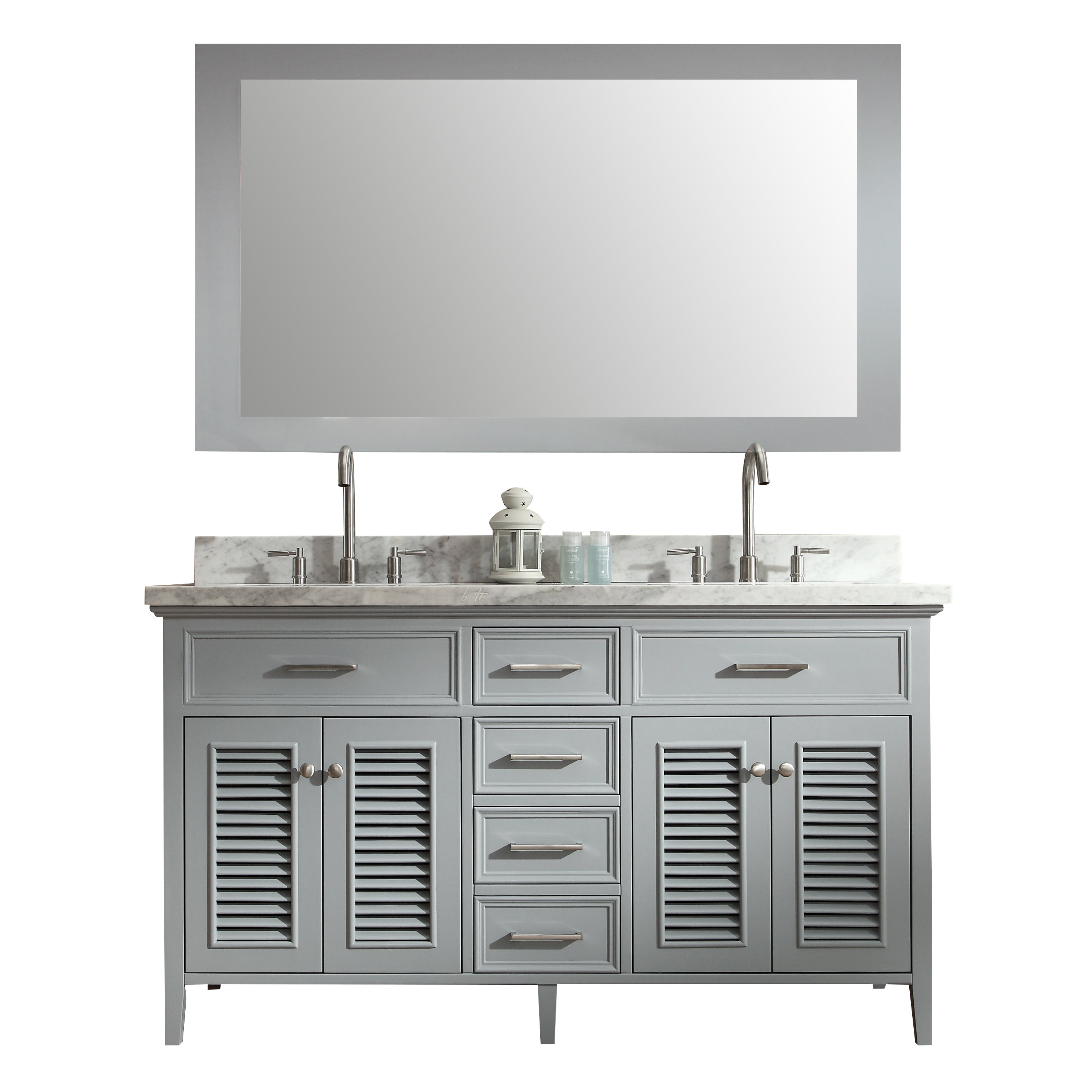 Ariel Bath Kensington 61" Double Bathroom Vanity Set with Mirror