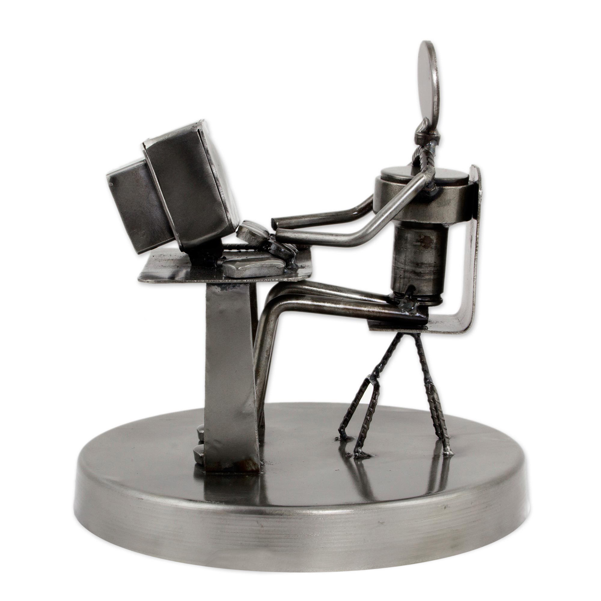 Novica Recycled Metal Sculpture of Computer Programmer Figurine Wayfair