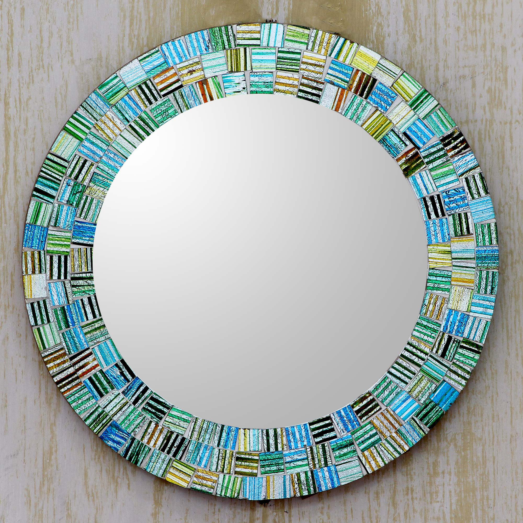 Novica Artisan Crafted Round Glass Mosaic Mirror Wayfair