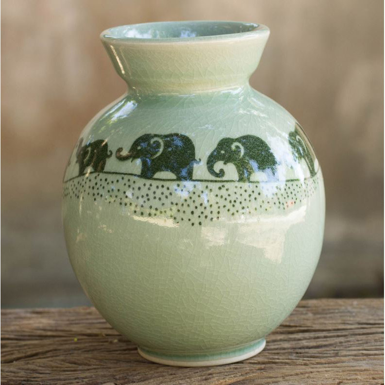 Novica Celadon Ceramic Elephant Table Vase Wayfair