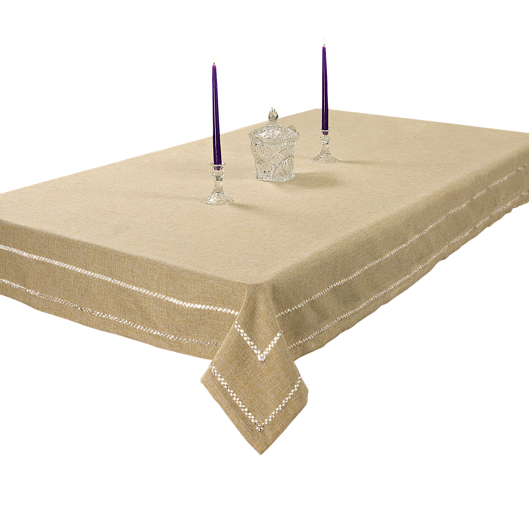 Violet Linen Hemstitch Embroidered Vintage Tablecloth & Reviews Wayfair